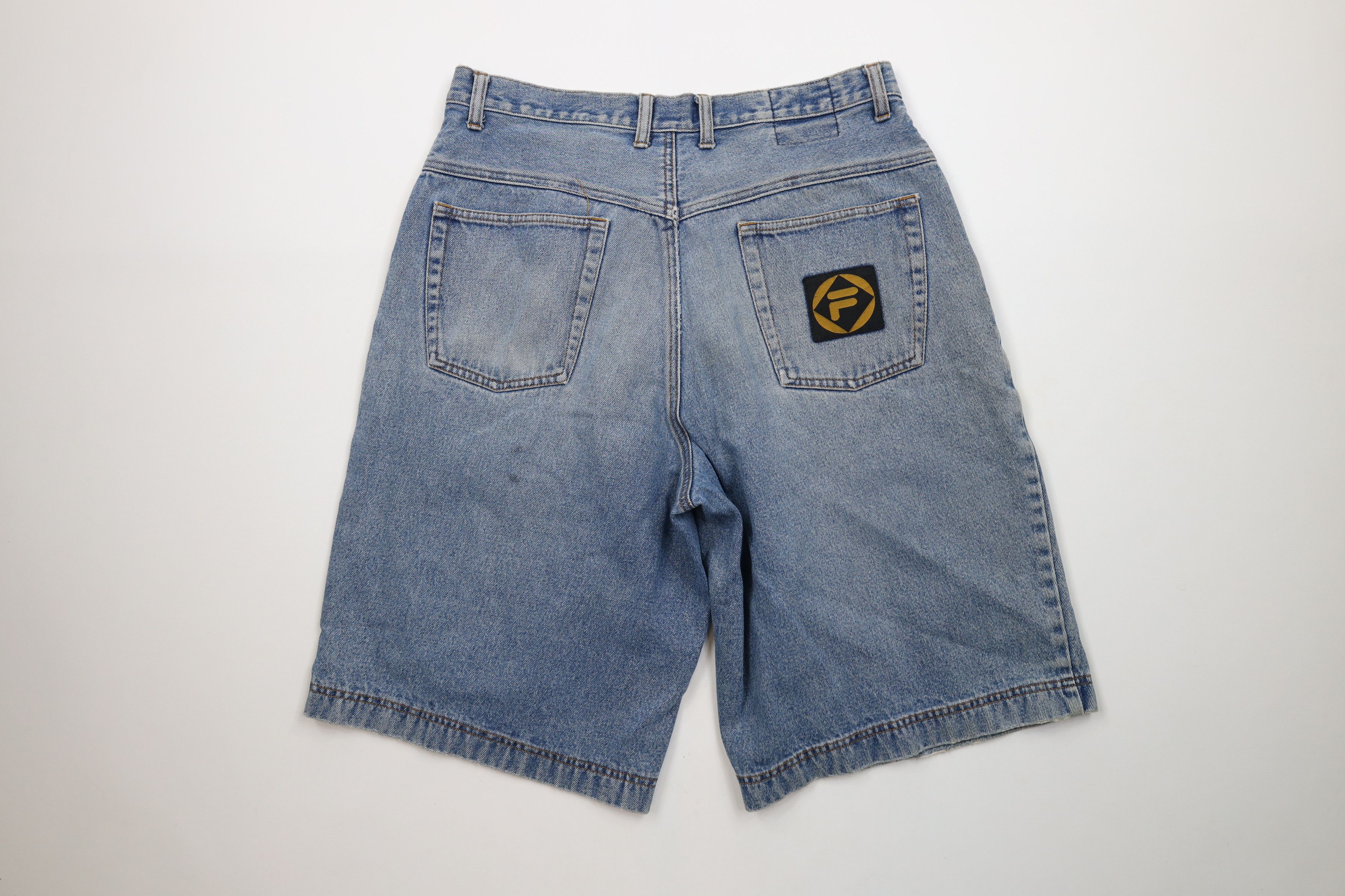 Fila × Vintage Vintage 90s Fila Spell Out Baggy Fit Denim Jean Shorts Jorts Size US 32 / EU 48 - 11 Thumbnail
