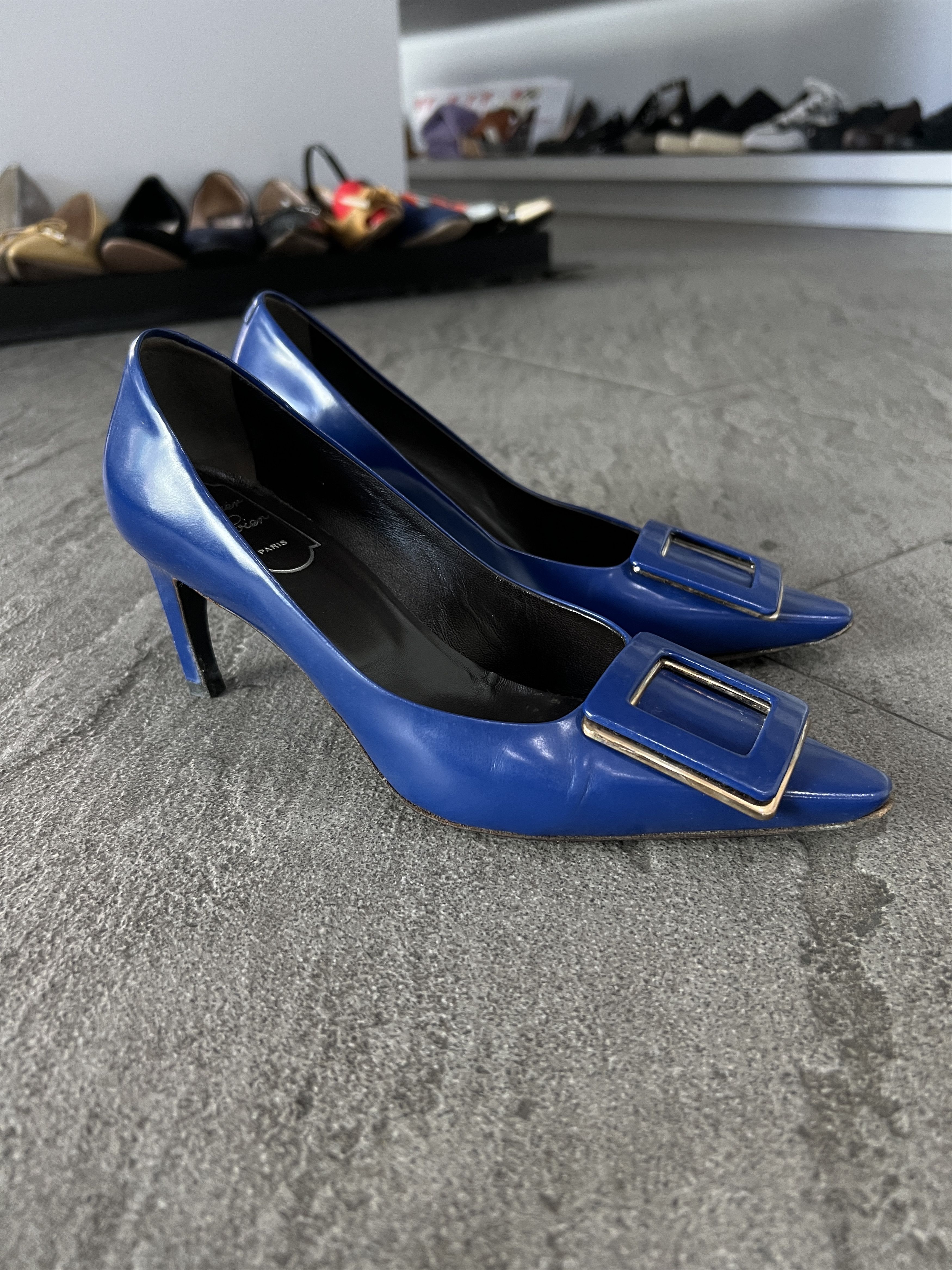 Roger Vivier Roger Vivier Buckle Heels Blue Patent Pumps Size US 6 / IT 36 - 2 Thumbnail