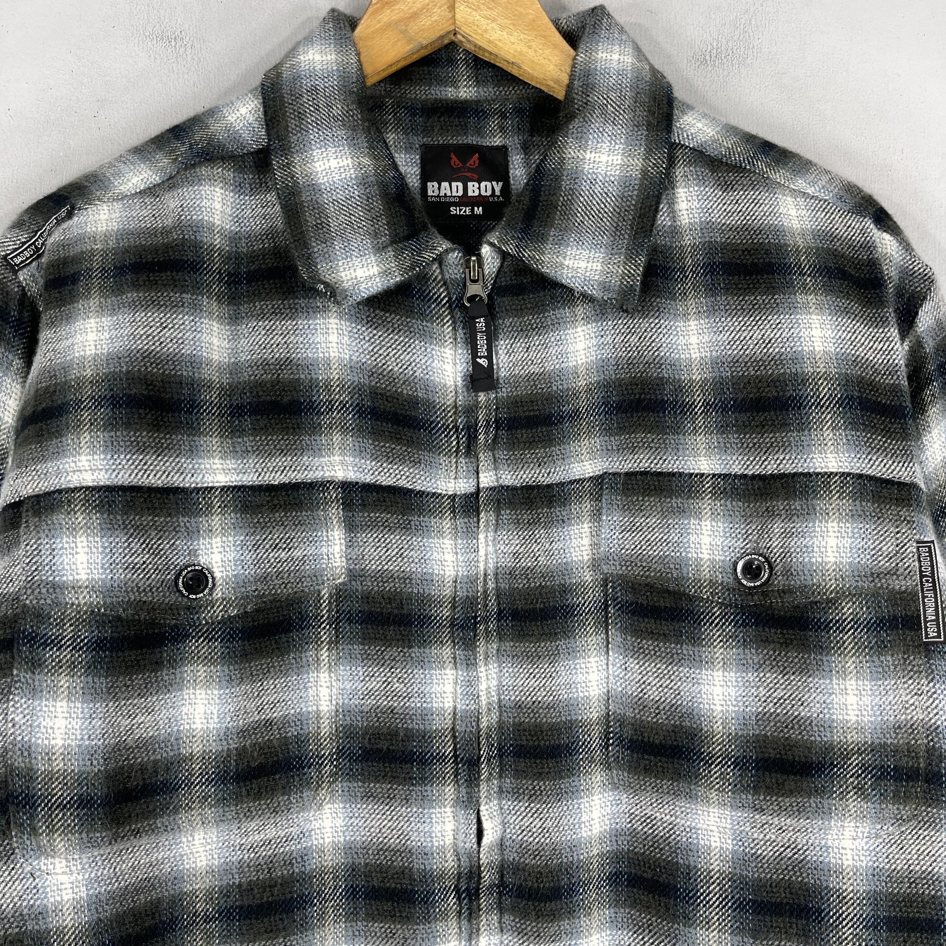 Japanese Brand Vintage BAD BOY Sherpa Blanket Lined Checkered Jacket Size US M / EU 48-50 / 2 - 2 Thumbnail