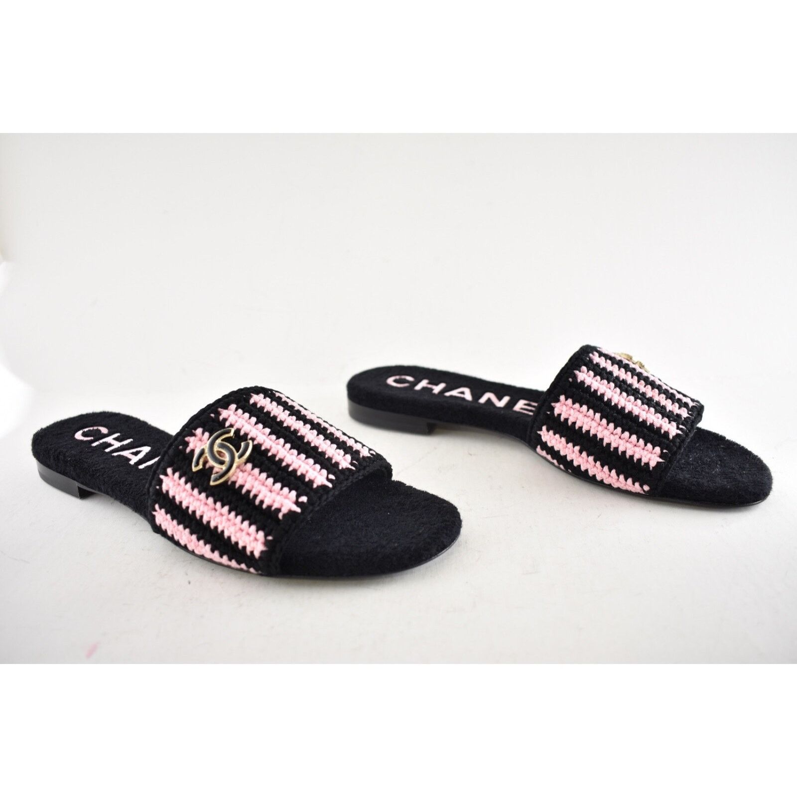 Chanel Chanel 24M Black Pink Crochet Stripe Camellia Flower Logo Size US 9 / IT 39 - 11 Thumbnail