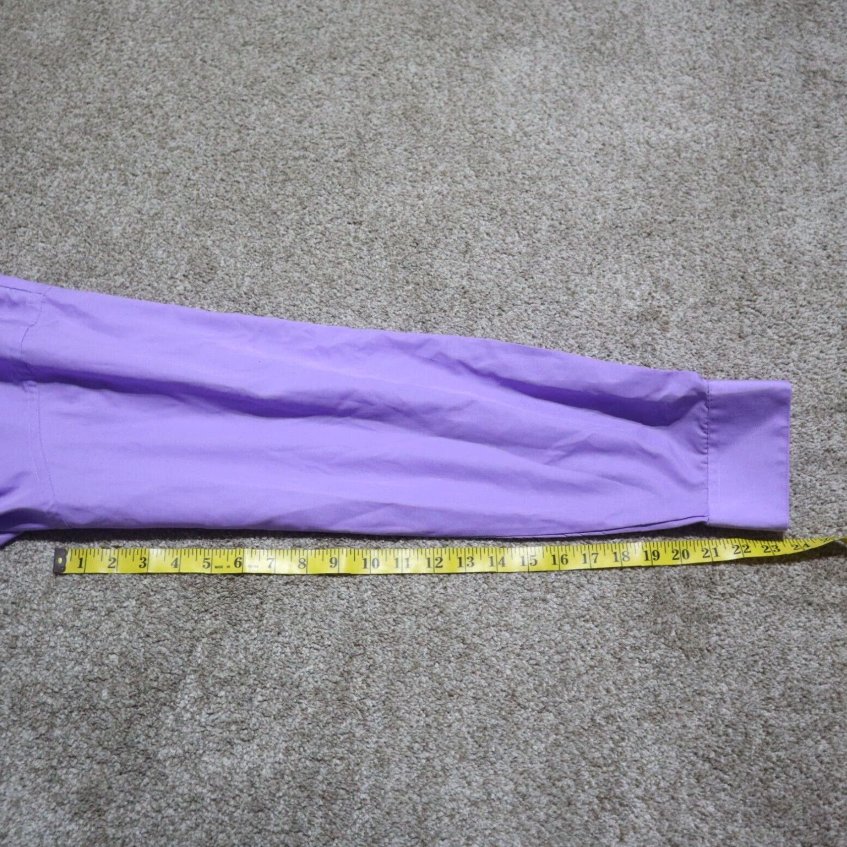 Van Heusen VINTAGE Van Heusen Shirt Mens 18.5 Purple Velvet Regular Fit Solid Point Collar 35 / 36 Size 48R - 7 Thumbnail
