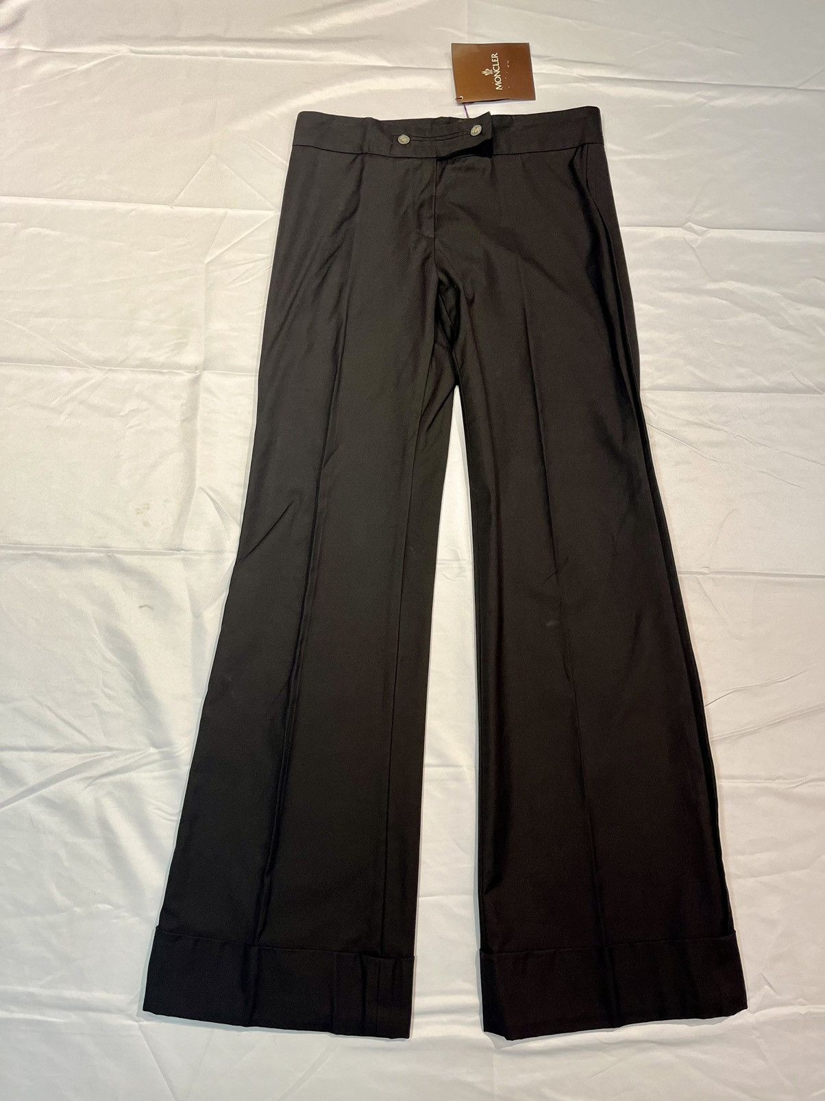 Moncler × Vintage Moncler Ladies’ Black Cotton Wide-legged Trouser Pants Y2K Size 30" / US 8 / IT 44 - 1 Thumbnail