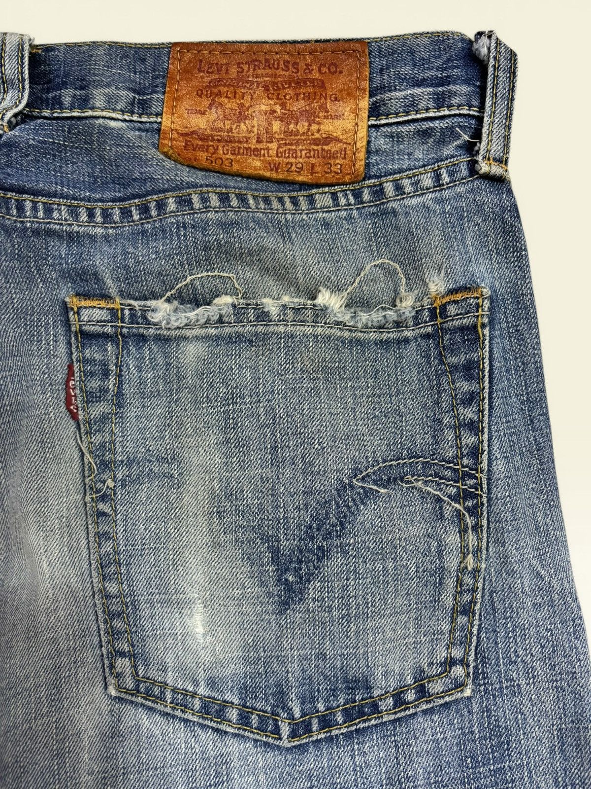 Levi's 90s Grunge Levis Lot 503 Thunder Clawmark Faded Jeans Size US 29 - 8 Thumbnail
