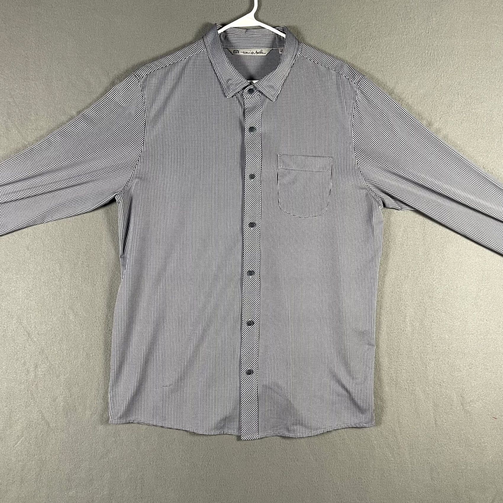 TravisMathew Travis Mathew Shirt Mens XL Blue Micro Check Button Up Long Sleeve Stretch Casual Size US XL / EU 56 / 4 - 3 Thumbnail