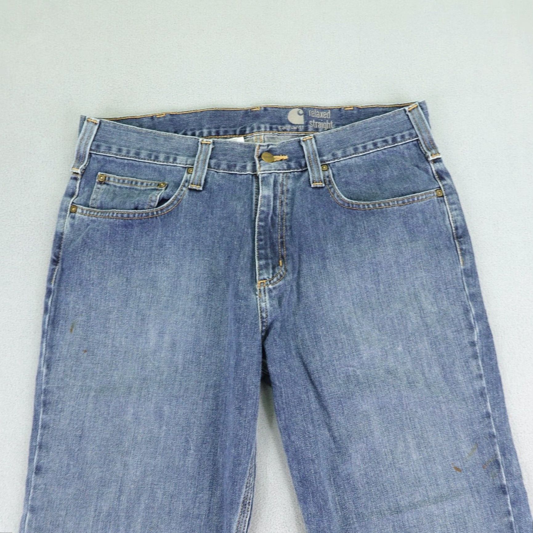 Carhartt Carhartt Jeans Mens 33x30 Blue Denim Relaxed Fit Straight Leg Utility Workwear Size US 34 / EU 50 - 2 Thumbnail