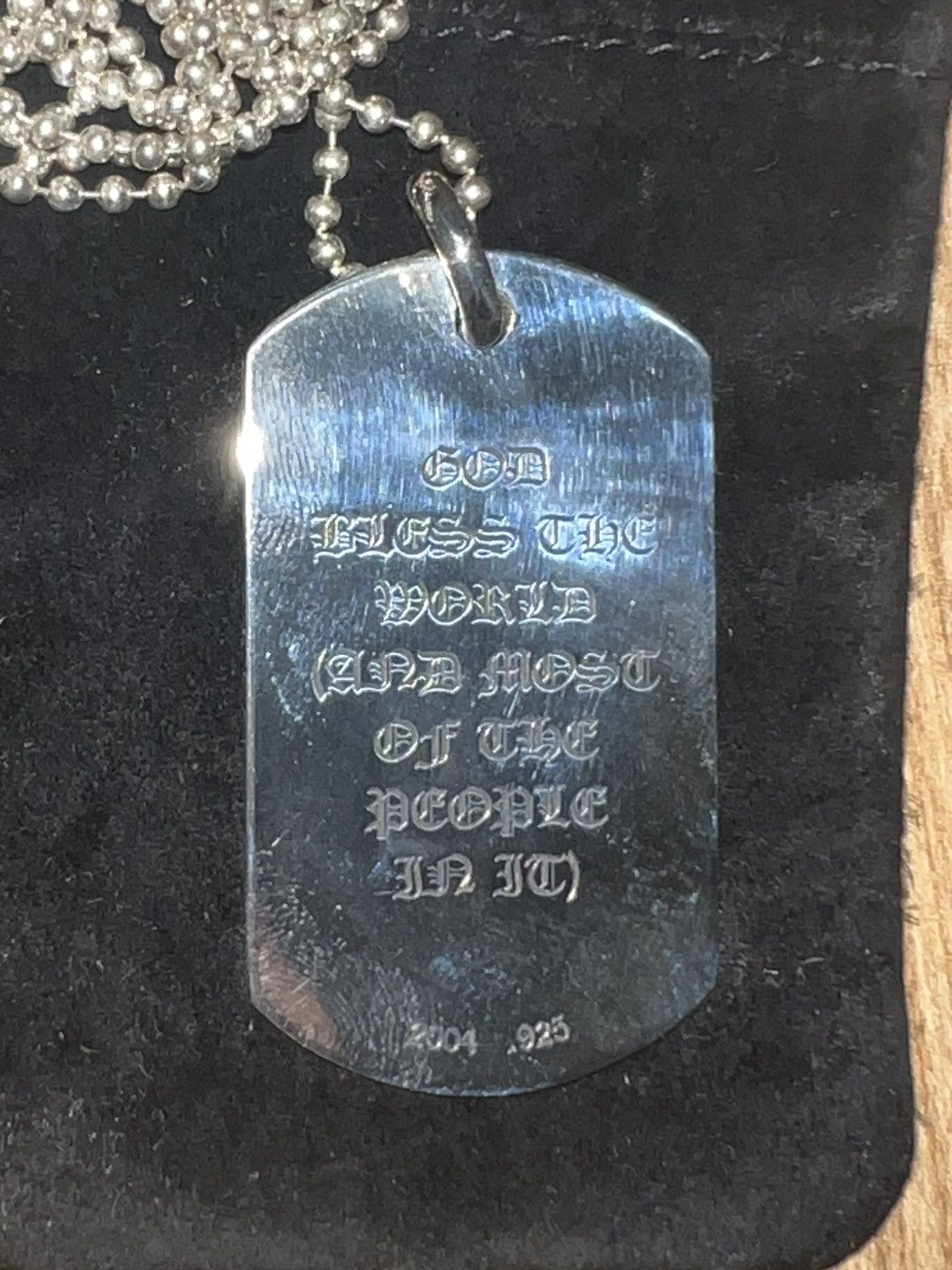 Chrome Hearts God Bless The World Dog Tag w/ 30” Ball Chain Size ONE SIZE - 5 Thumbnail