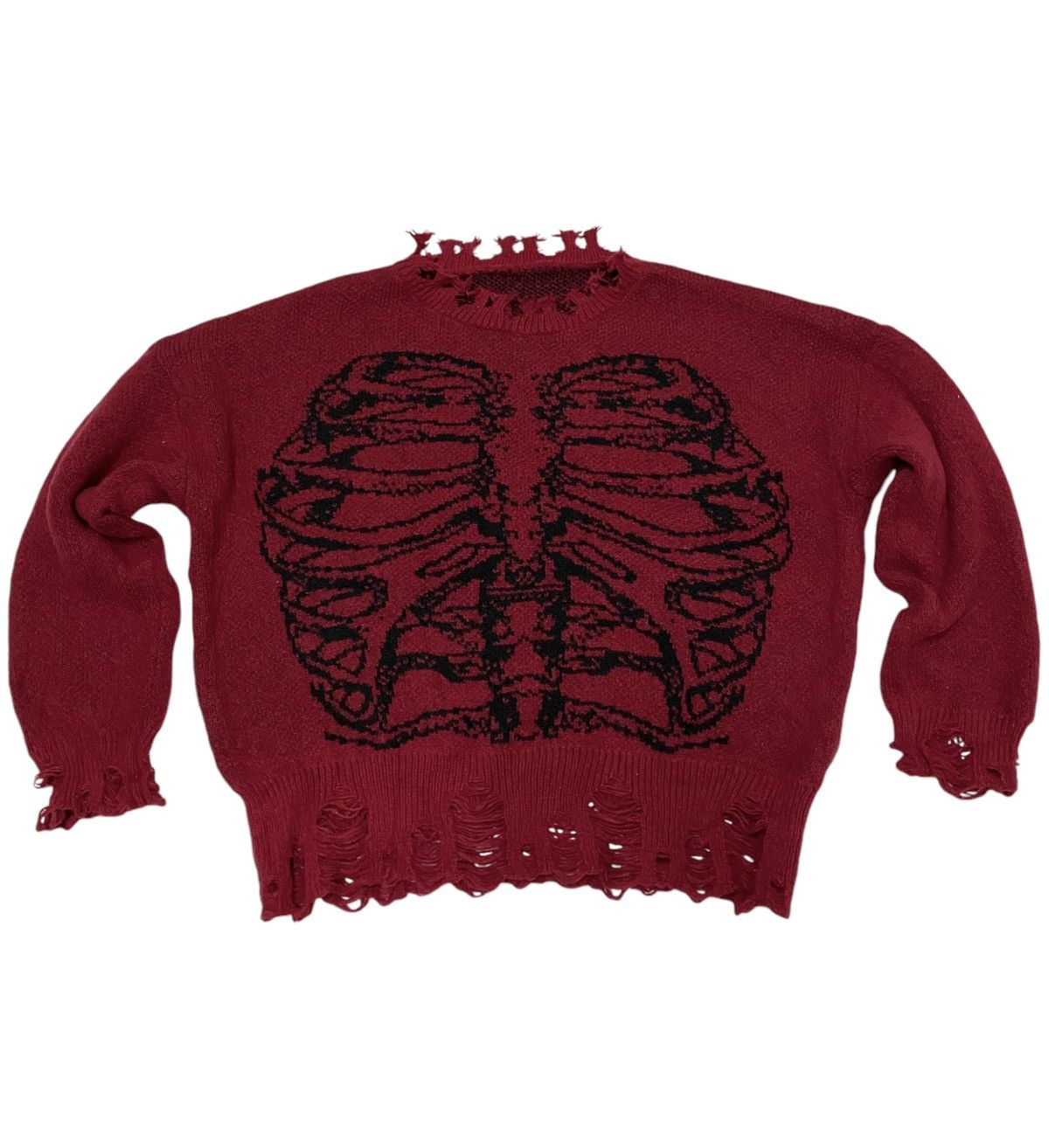 Aran Isles Knitwear × If Six Was Nine × Seditionaries Romwe Goth Plus Skeleton Pattern Distressed Sweater (C3) Size US S / EU 44-46 / 1 - 2 Thumbnail