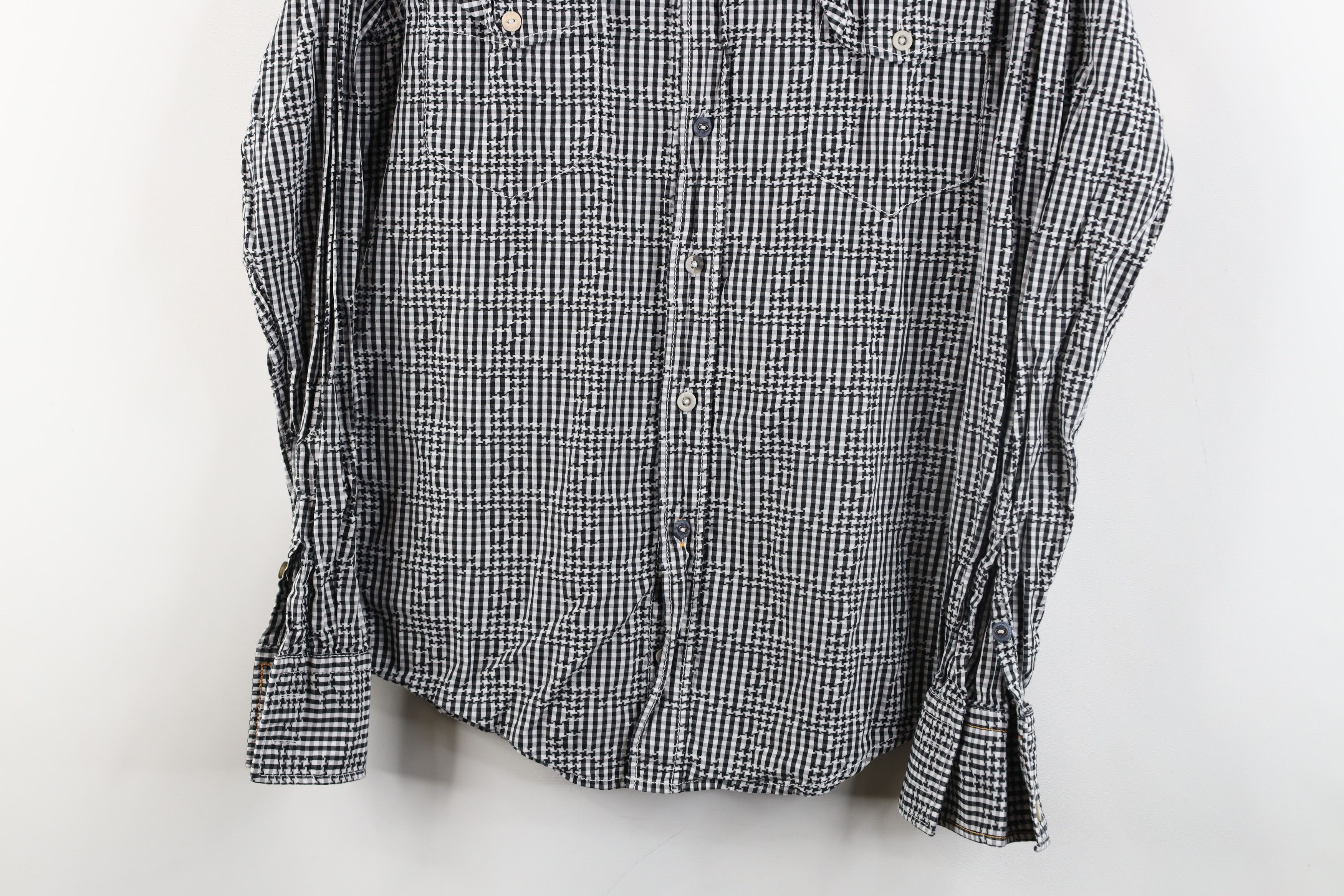 Hugo Boss × Vintage Hugo Boss Houndstooth Checkered Collared Button Shirt Black Size US S / EU 44-46 / 1 - 3 Thumbnail