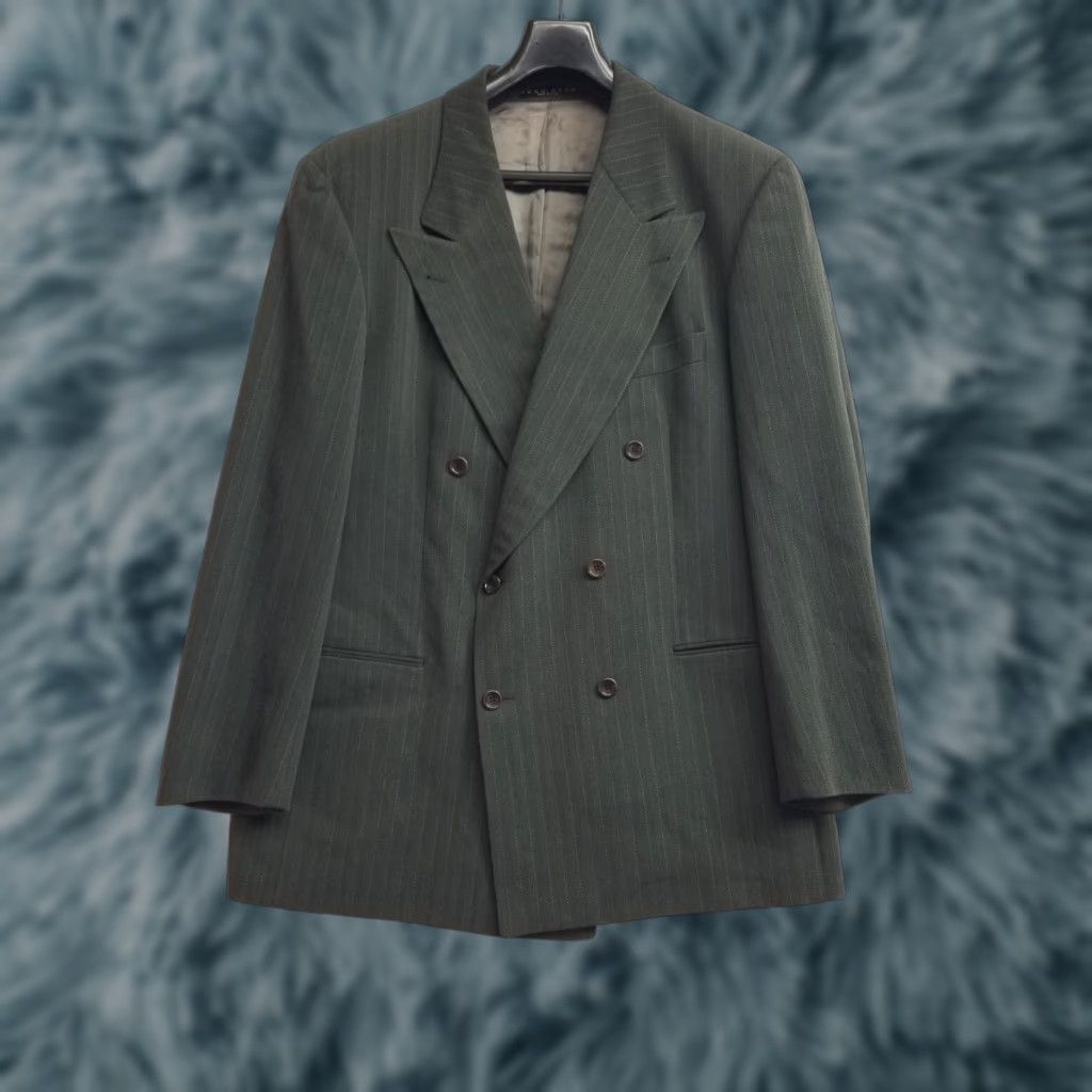 Hugo Boss VTG Hugo Boss Wool Blazer Gray Pin Stripe Mens 46R USA Jacket/Coat Long Striped Suit Jacket Men Size 46R - 1 Thumbnail