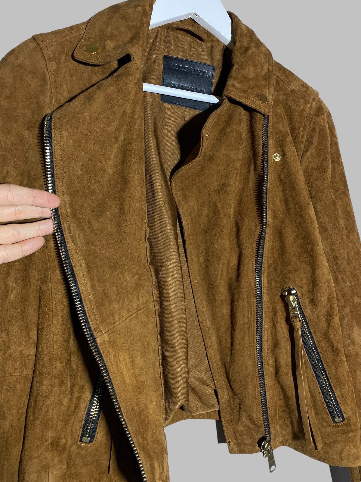 Allsaints All Saints Suede Dalby Biker Leather Jacket Size M / US 6-8 / IT 42-44 - 16 Thumbnail