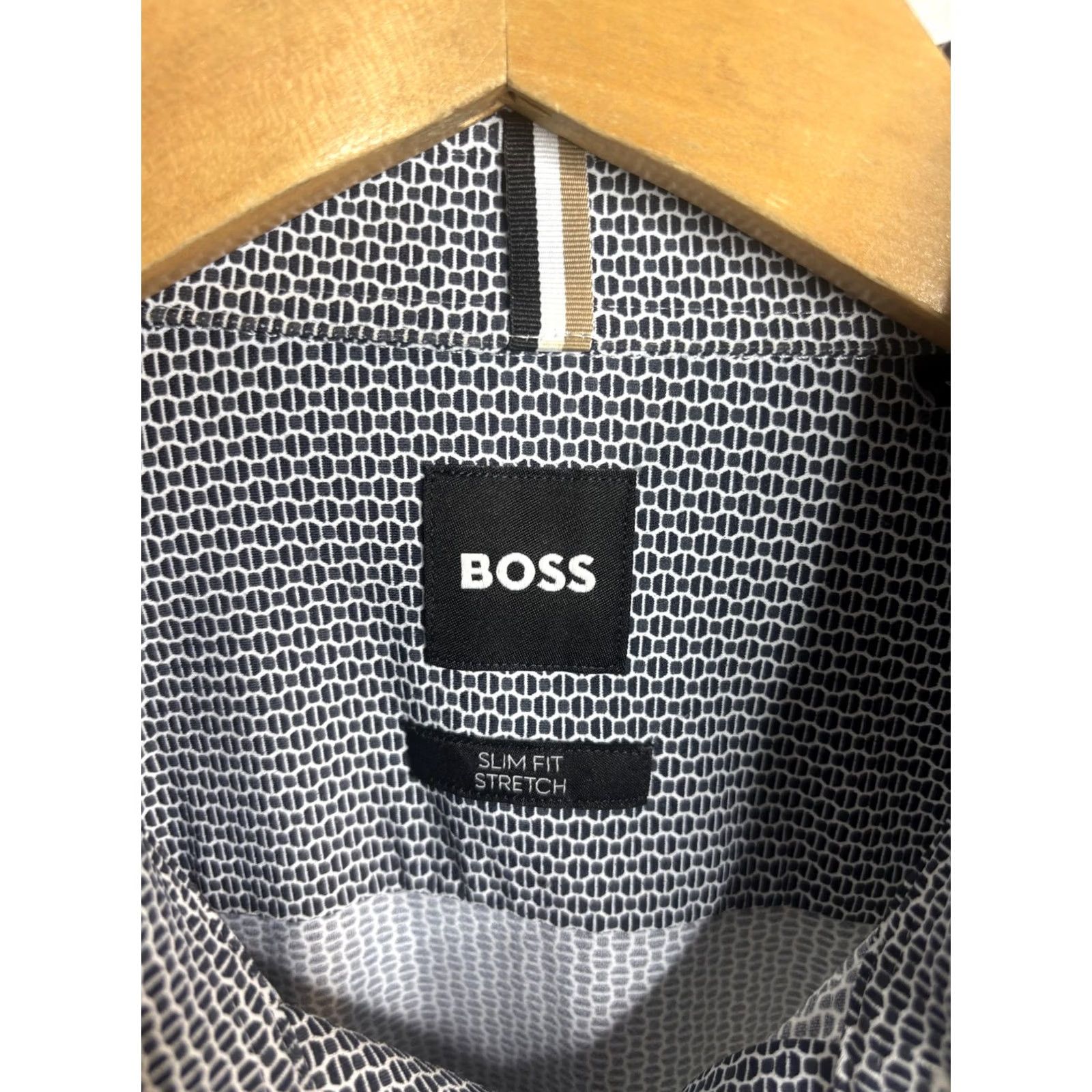 Vintage BOSS Shirt Mens Medium Black White Slim Fit Stretch Long Sleeve Button Pattern Size US M / EU 48-50 / 2 - 3 Thumbnail