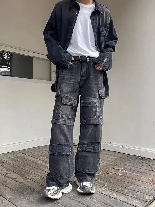 VIBE Retro washed heavy duty functional multi-pocket work jeans Size US 32 / EU 48 - 2 Thumbnail