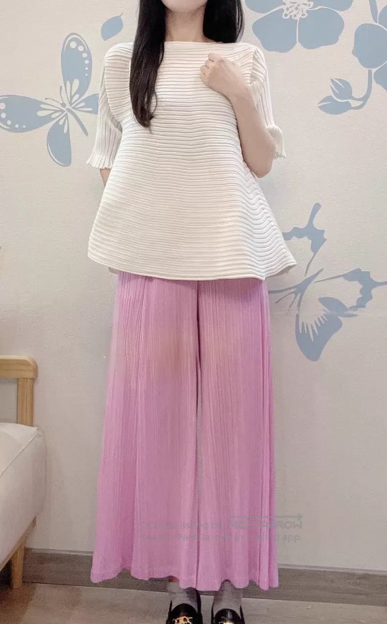 Issey Miyake Issey Miyake Pink Wide Leg Pants Size 25" / US 0 / IT 36 - 2 Thumbnail