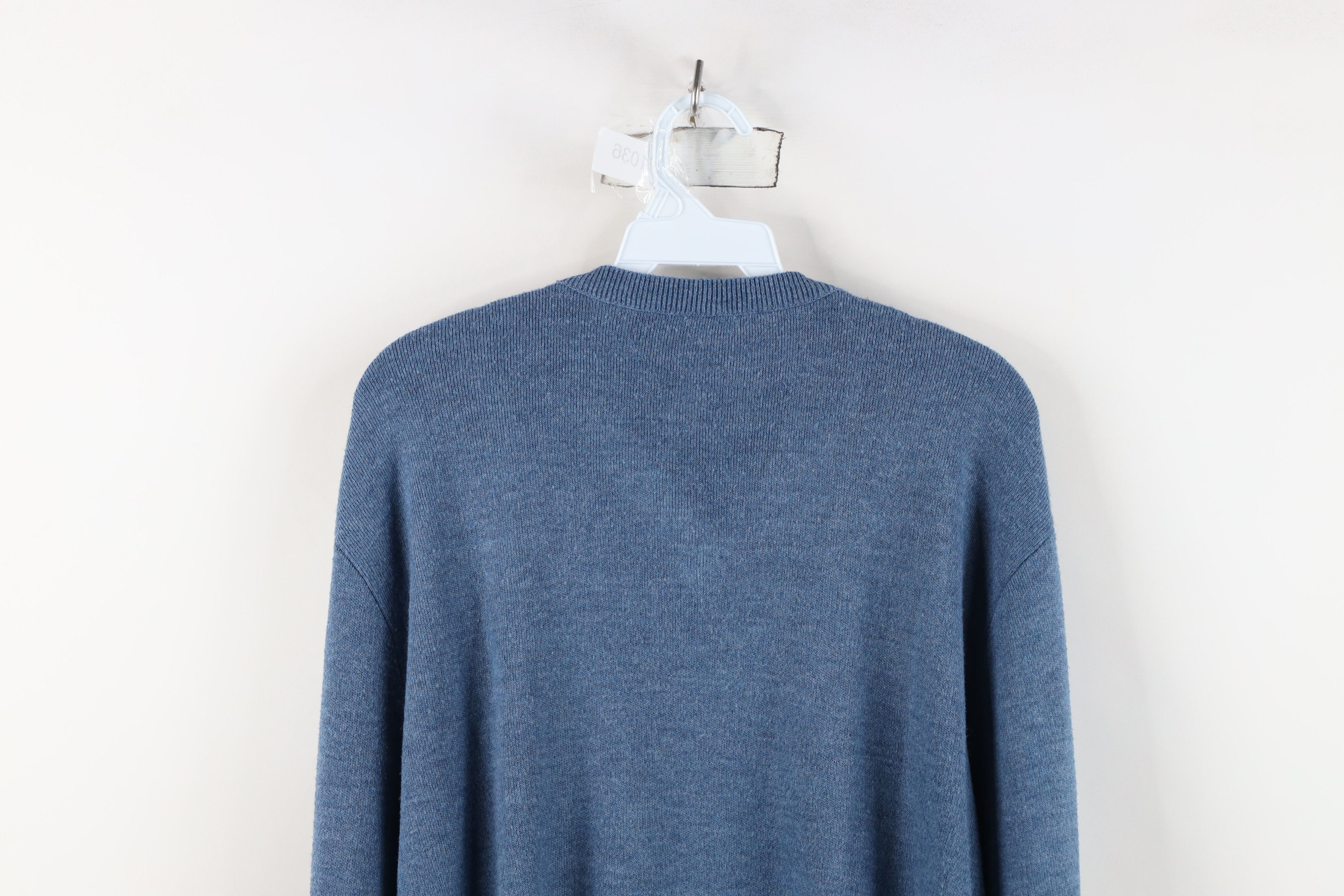 Vintage Vintage 90s Streetwear Blank Knit V-Neck Sweater Blue USA Size US XL / EU 56 / 4 - 9 Thumbnail
