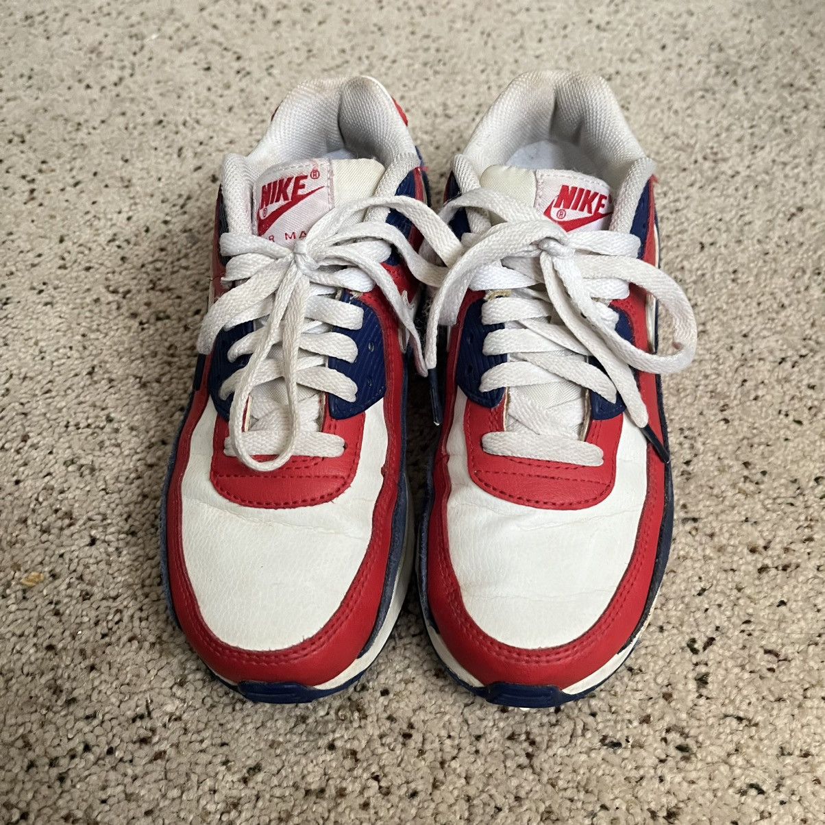 Nike Nike Air Max 90 | Size 5 Youth Blue, Red, White Size US 5 / EU 37 - 3 Thumbnail