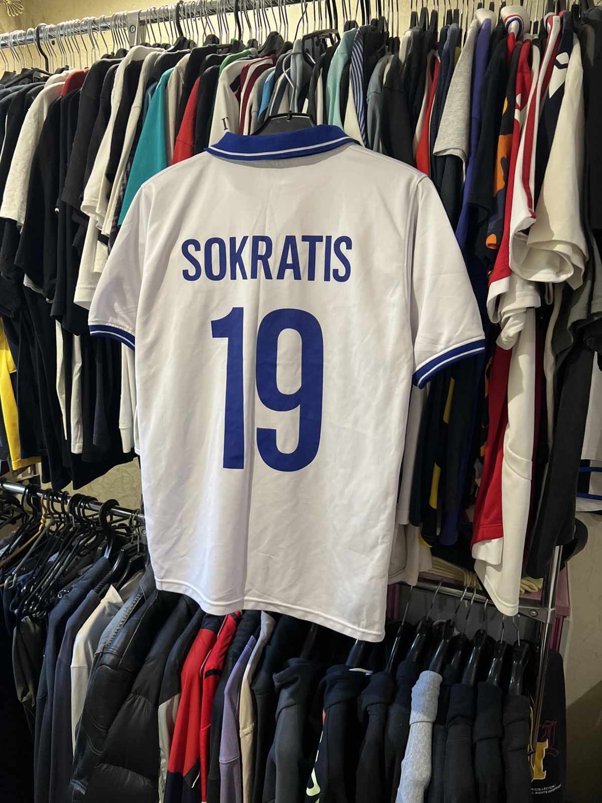 Vintage VNTG GREECE NATIONAL TEAM #19 SOKRATIS HOME FOOTBALL SHIRT Size US S / EU 44-46 / 1 - 2 Thumbnail