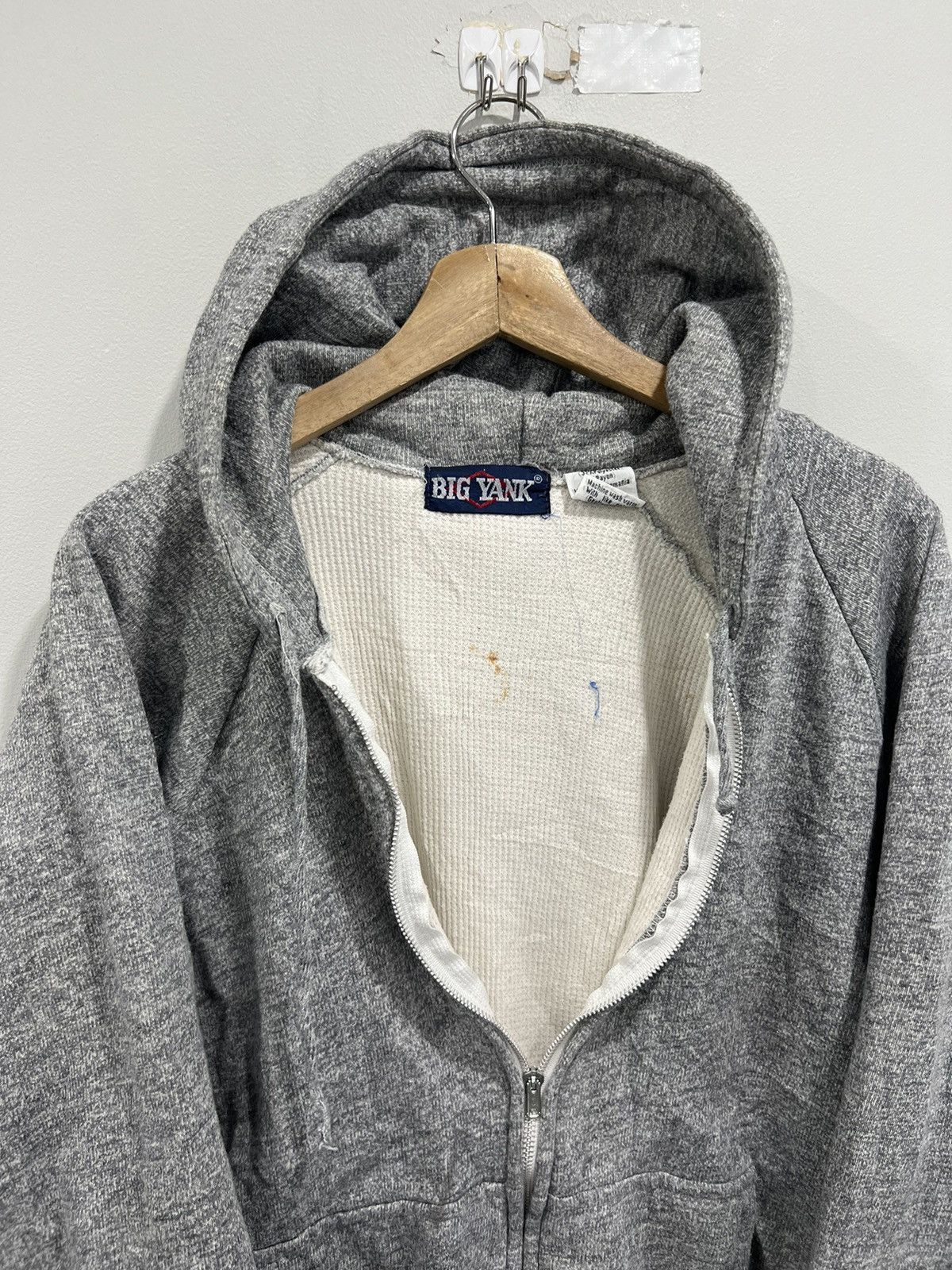 Vintage Vintage Thermal Lined Hoodie Sweater big yank blank zip up Size US M / EU 48-50 / 2 - 3 Thumbnail