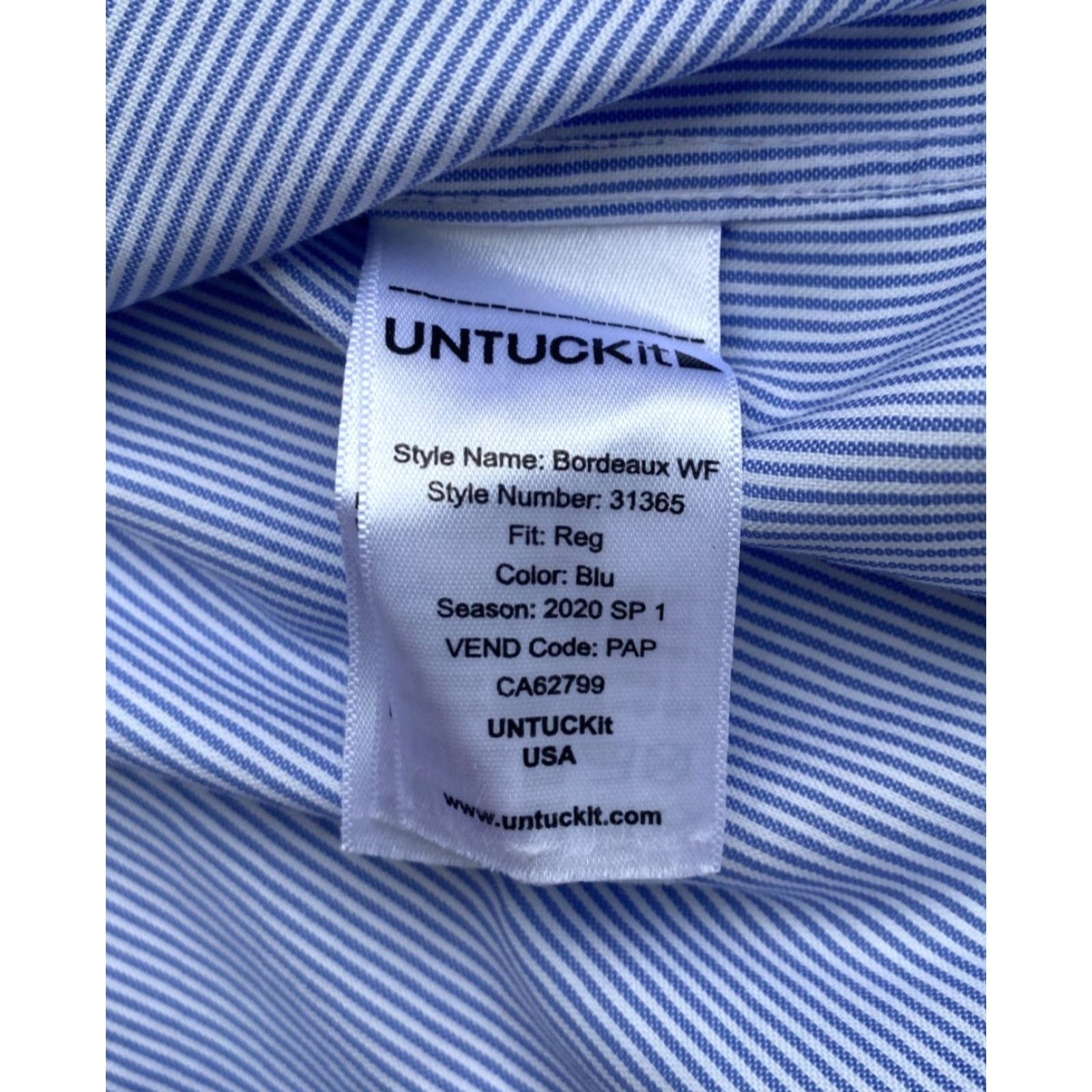 UNTUCKit UNTUCKit Men's Bordeaux WF Button-Up Shirt Stripes 3XL Blue Long Sleeve Collared Cotton Wrinkle Free Vintage? Size US XXL / EU 58 / 5 - 6 Thumbnail