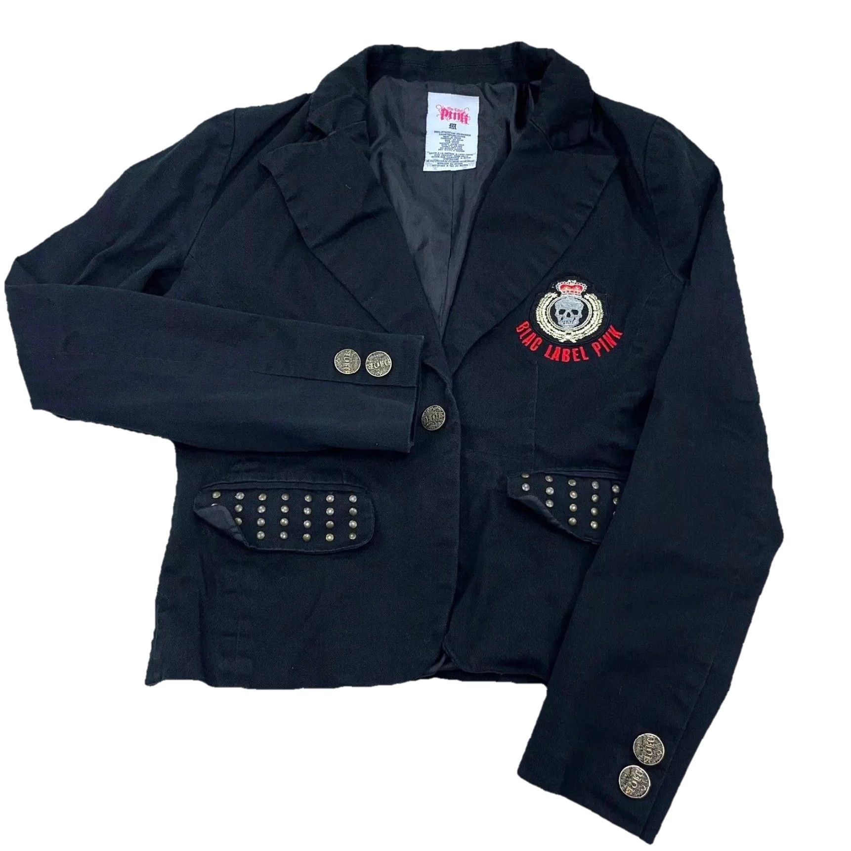 Vintage VINTAGE? Blac Label Pink Jacket Women M Black Blazer Sport Coat Button Goth Punk Size M / US 6-8 / IT 42-44 - 2 Thumbnail