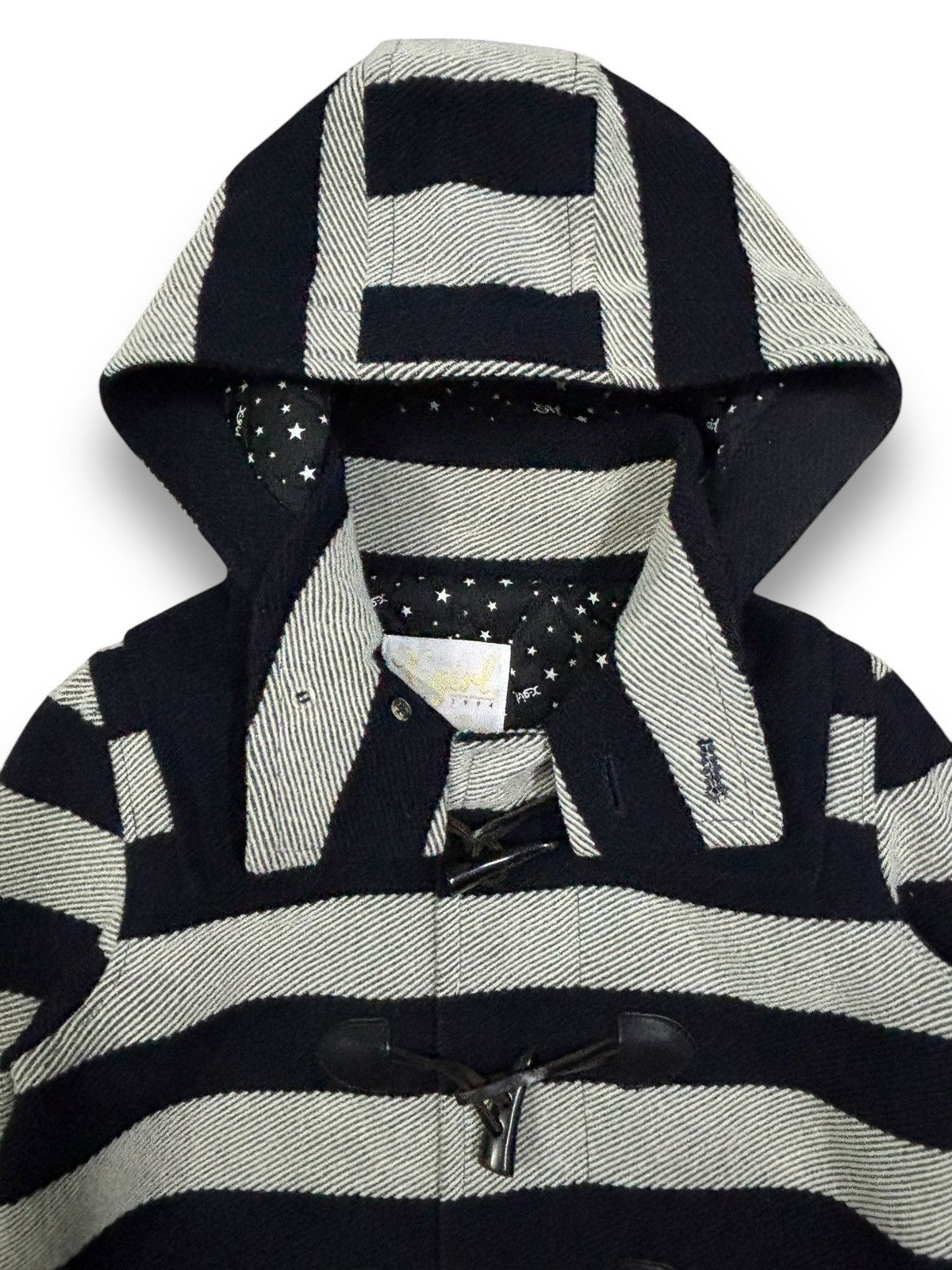 X-Girl X-Girl Navy & Grey Striped Wool Blend Hooded Duffle Jacket Size M / US 6-8 / IT 42-44 - 5 Thumbnail