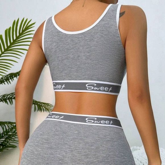 Other Letter Graphic Contrast Binding Bra & Pantie Set Size S / US 4 / IT 40 - 3 Thumbnail