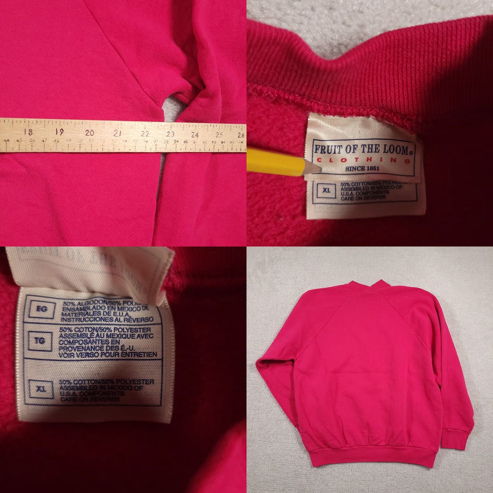 Fruit Of The Loom VINTAGE Fruit of the Loom Sweatshirt Mens XL Pink Crewneck Pullover Fleece 90s USA Size US XL / EU 56 / 4 - 8 Thumbnail