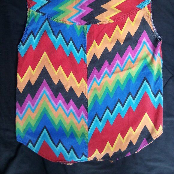 Other Vintage Cricket Sleeveless Rainbow Zig Zag Western Shirt Size M / US 6-8 / IT 42-44 - 6 Thumbnail