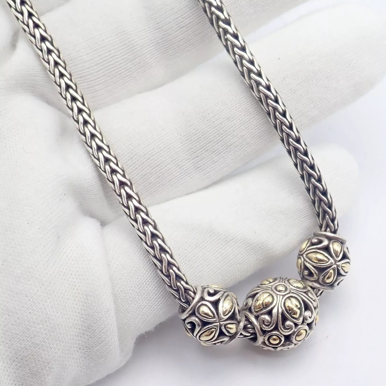 Other Silver Yellow Gold Jaisalmer Wheat Dot 3 Ball Necklace Size ONE SIZE - 4 Thumbnail