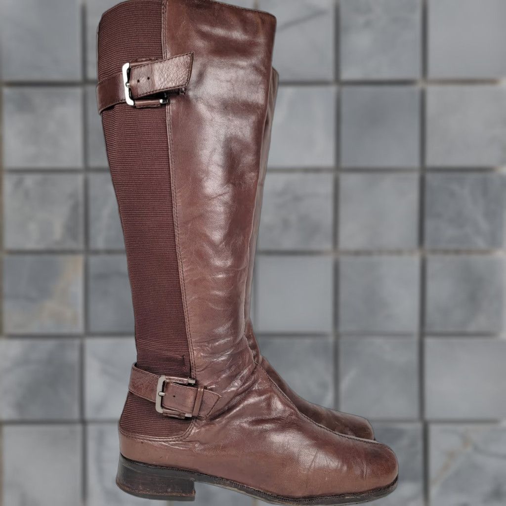 Vintage Aerosoles Boots Knee-High With Pride Faux Leather Brown 9.5 M Women Casual Zip Round Toe Shoes Size US 10 / IT 40 - 1 Thumbnail