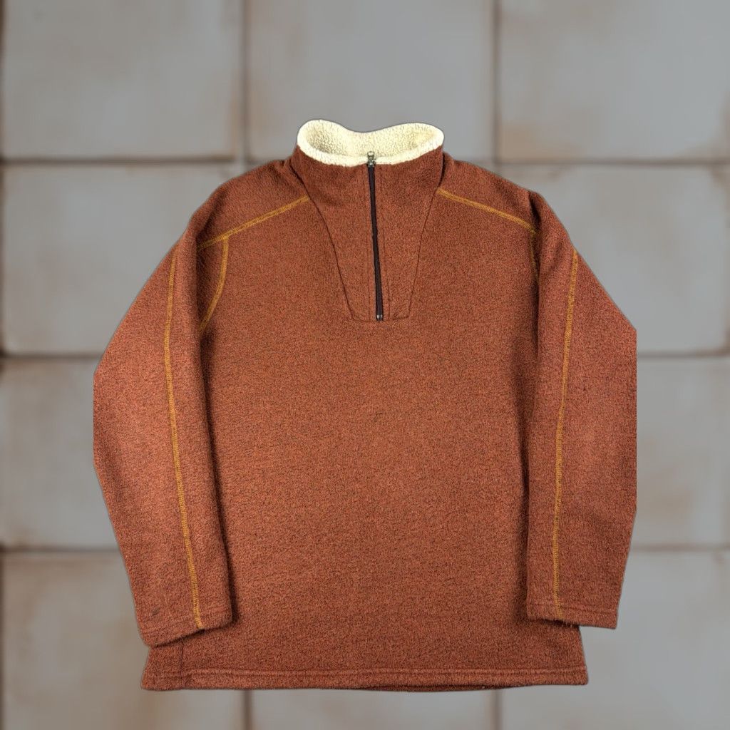 Vintage Kuhl Sweater Shirt Men M Orange 1/4 Zip Fleece Outdoor Mock Neck Pullover Solid Polyester Size US M / EU 48-50 / 2 - 1 Thumbnail