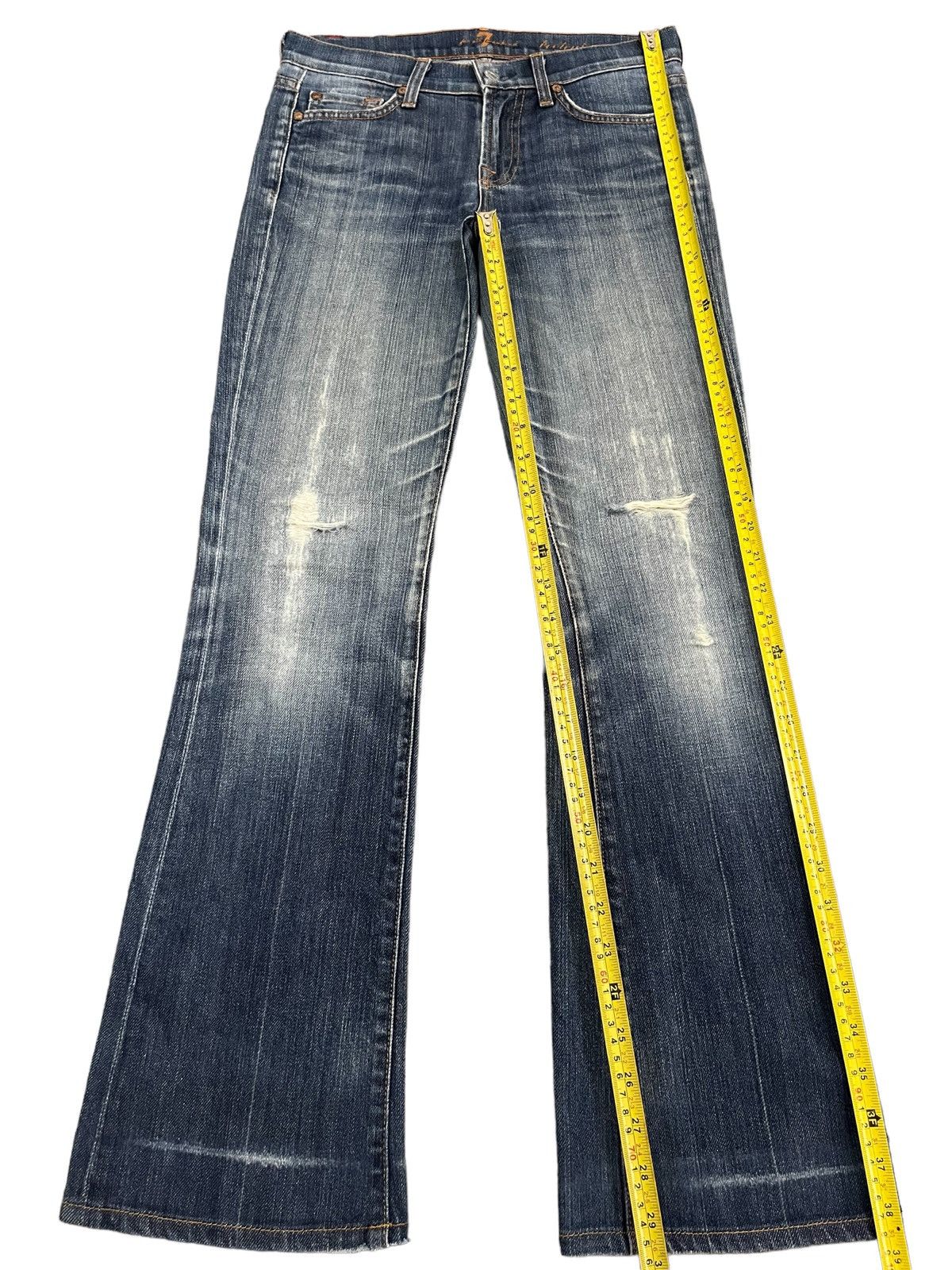 7 For All Mankind Vintage Japanese Brand Blue Washed Distressed Flare Jeans Size US 29 - 9 Thumbnail