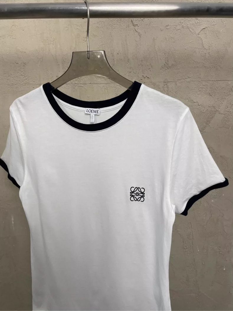 Loewe LOEWE White embroidered small Logo black edged short sleev Size S / US 4 / IT 40 - 3 Thumbnail