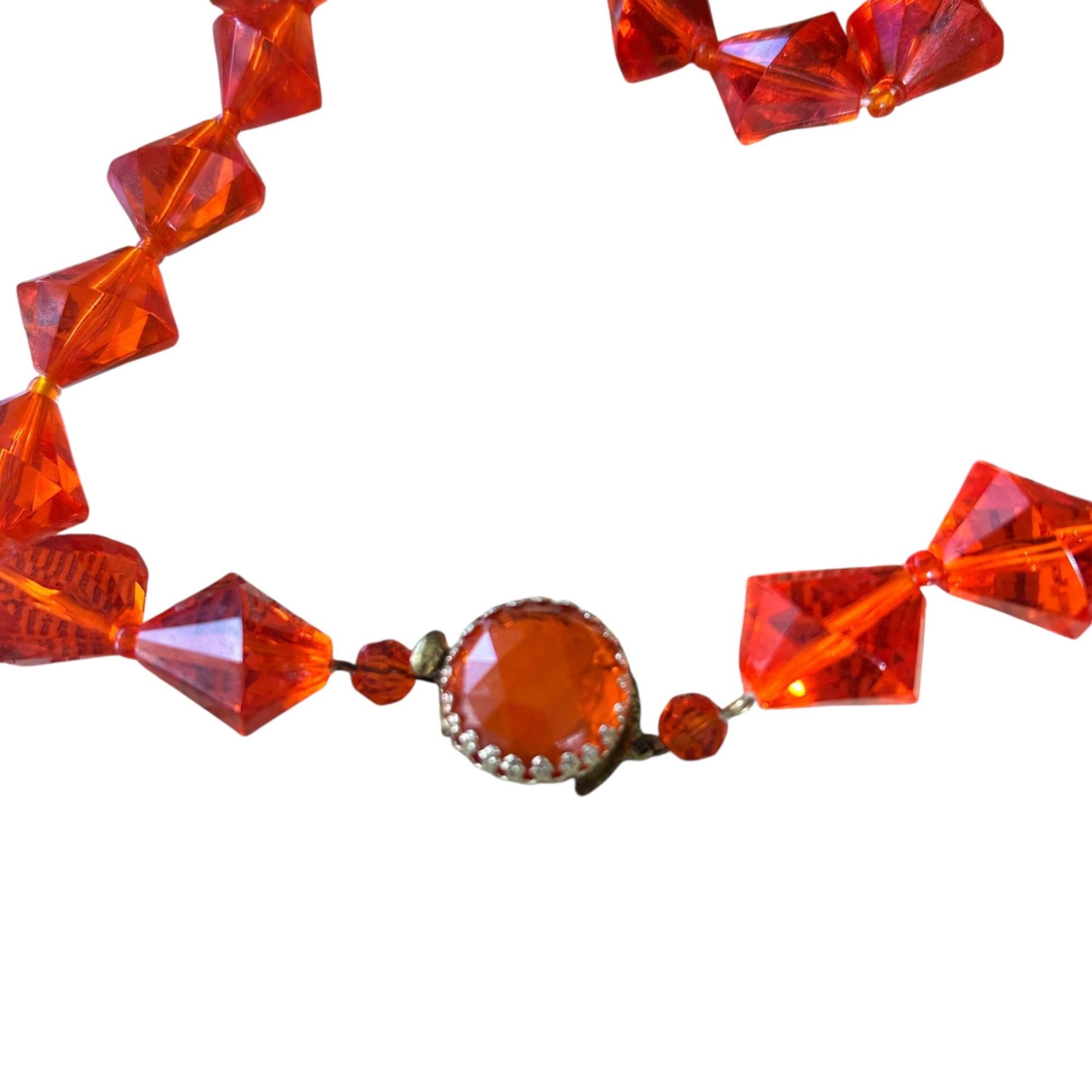 Vintage Vintage Western Germany Clear Orange Faceted Beaded Single S Size ONE SIZE - 4 Thumbnail