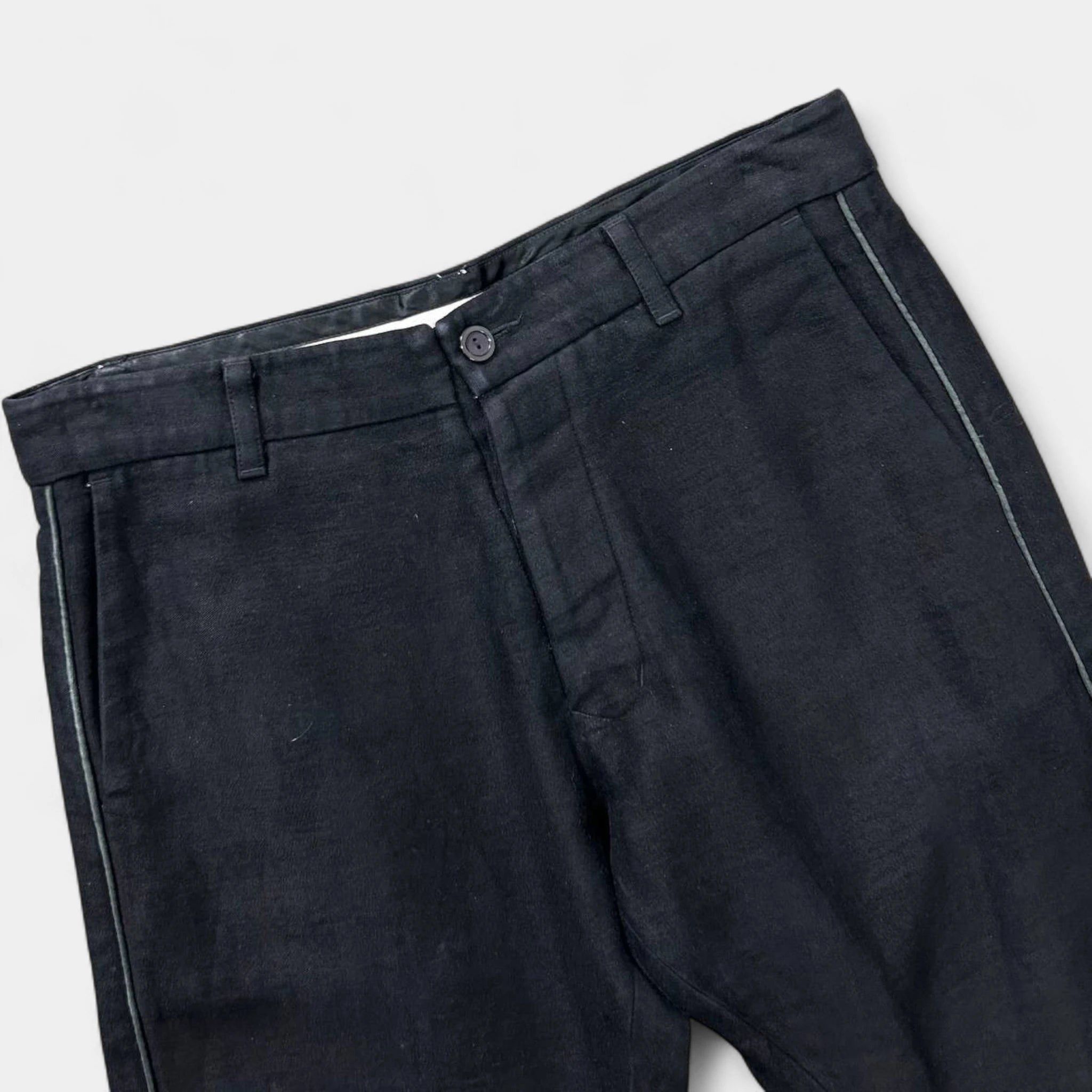 Rick Owens Rick Owens Black Linen Three-Quarter Pants Size US 30 / EU 46 - 2 Thumbnail