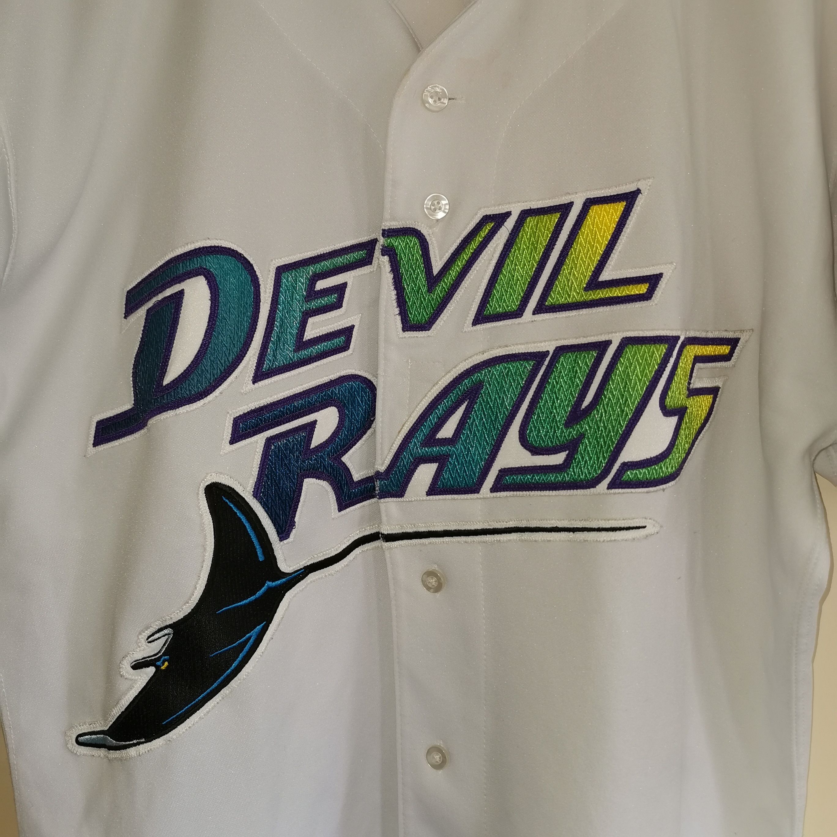 MLB RARE VINTAGE TAMPA BAY DEVIL RAYS 90s RUSSELL 48 XL BLANC Size US XL / EU 56 / 4 - 3 Thumbnail