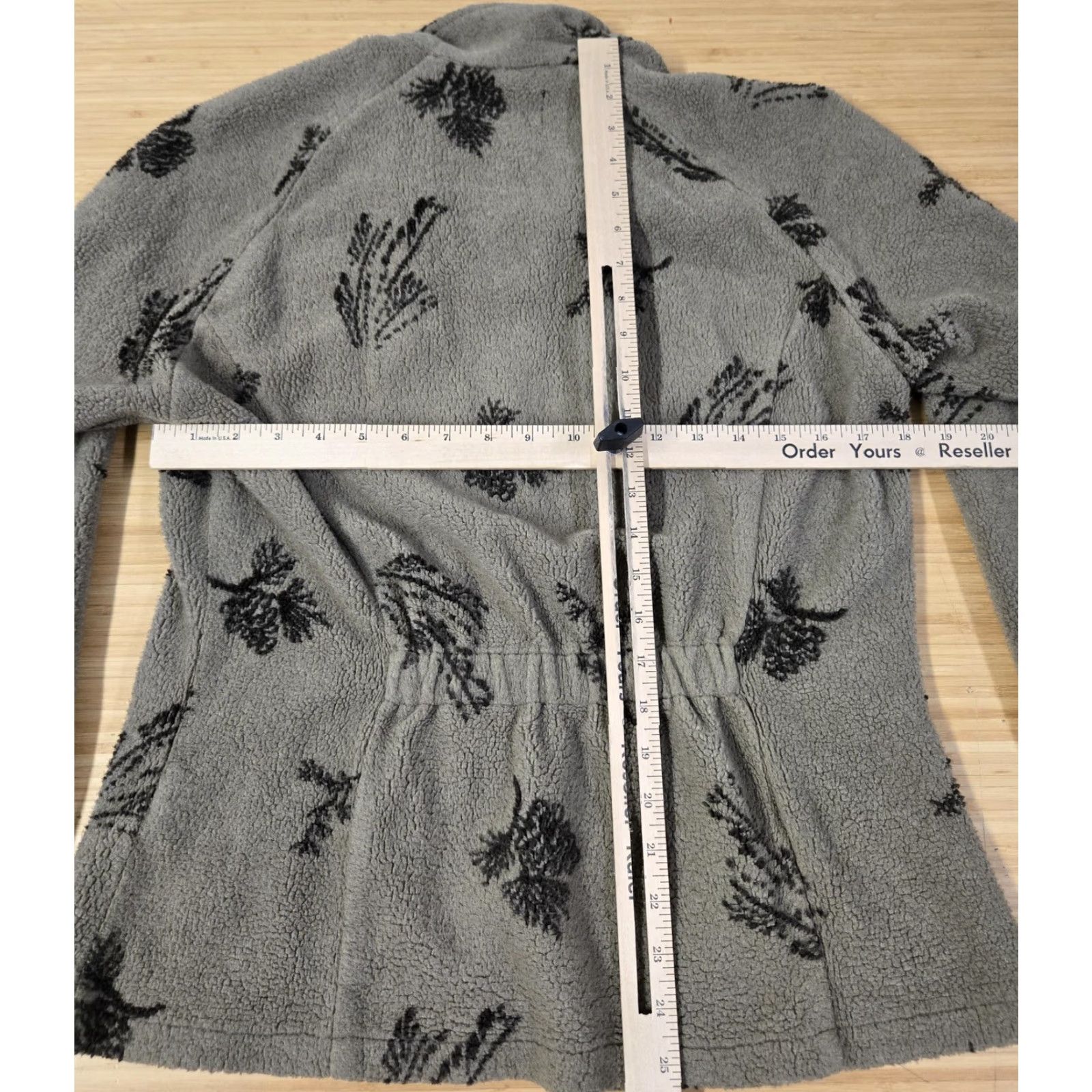 Lands' End VINTAGE Lands' End Jacket Womens M Gray Floral Fleece Full Zip Stand Collar Pockets Zipper 90s Pinecone Nature Outdoor Casual Travel Made in USA Size M / US 6-8 / IT 42-44 - 6 Thumbnail