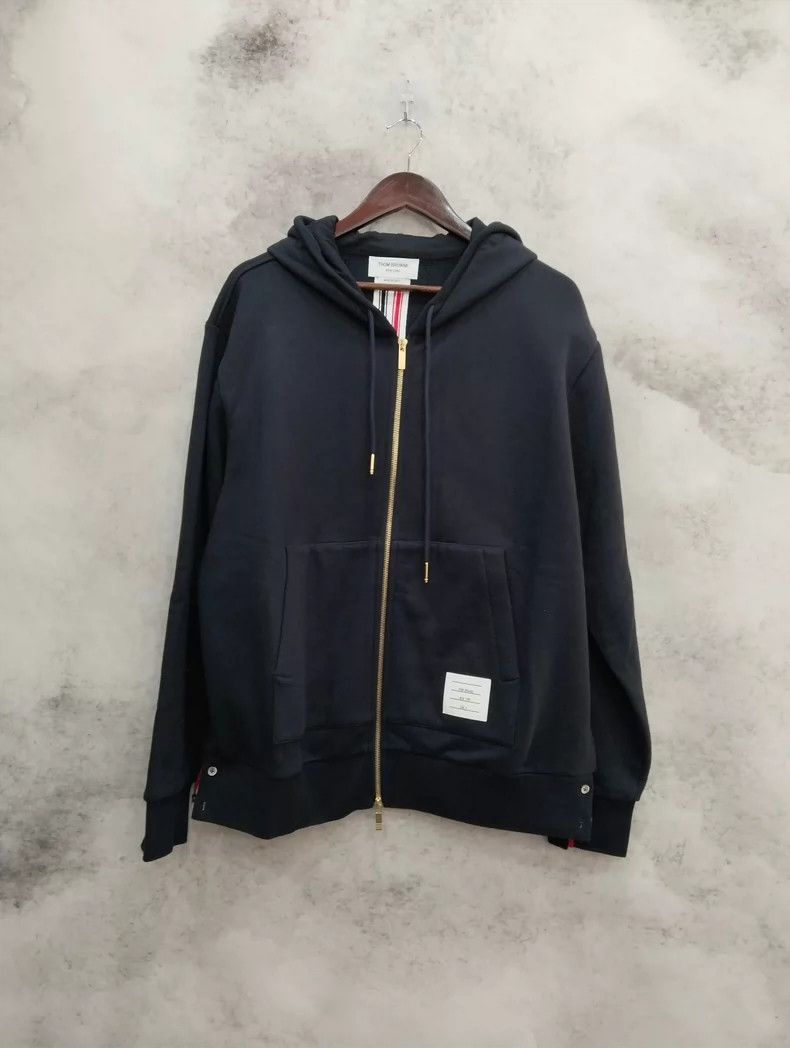 Thom Browne THOM BROWNE Navy Zip Hoodie with Stripes Size US M / EU 48-50 / 2 - 1 Thumbnail