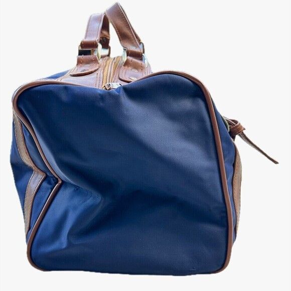 Vintage VTG Large Blue Duffle w/ Leather Blank Nameplate Size ONE SIZE - 3 Thumbnail