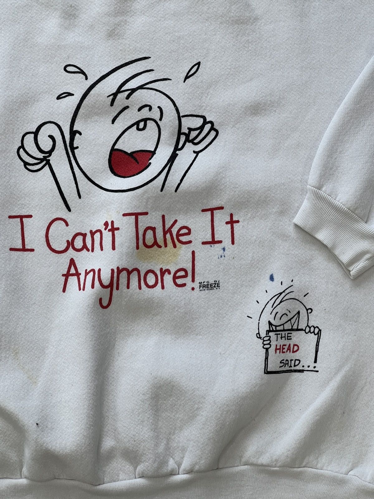 Vintage Vintage I Can't Take It Cry Baby Head Said Crewneck XL Size US XL / EU 56 / 4 - 5 Thumbnail