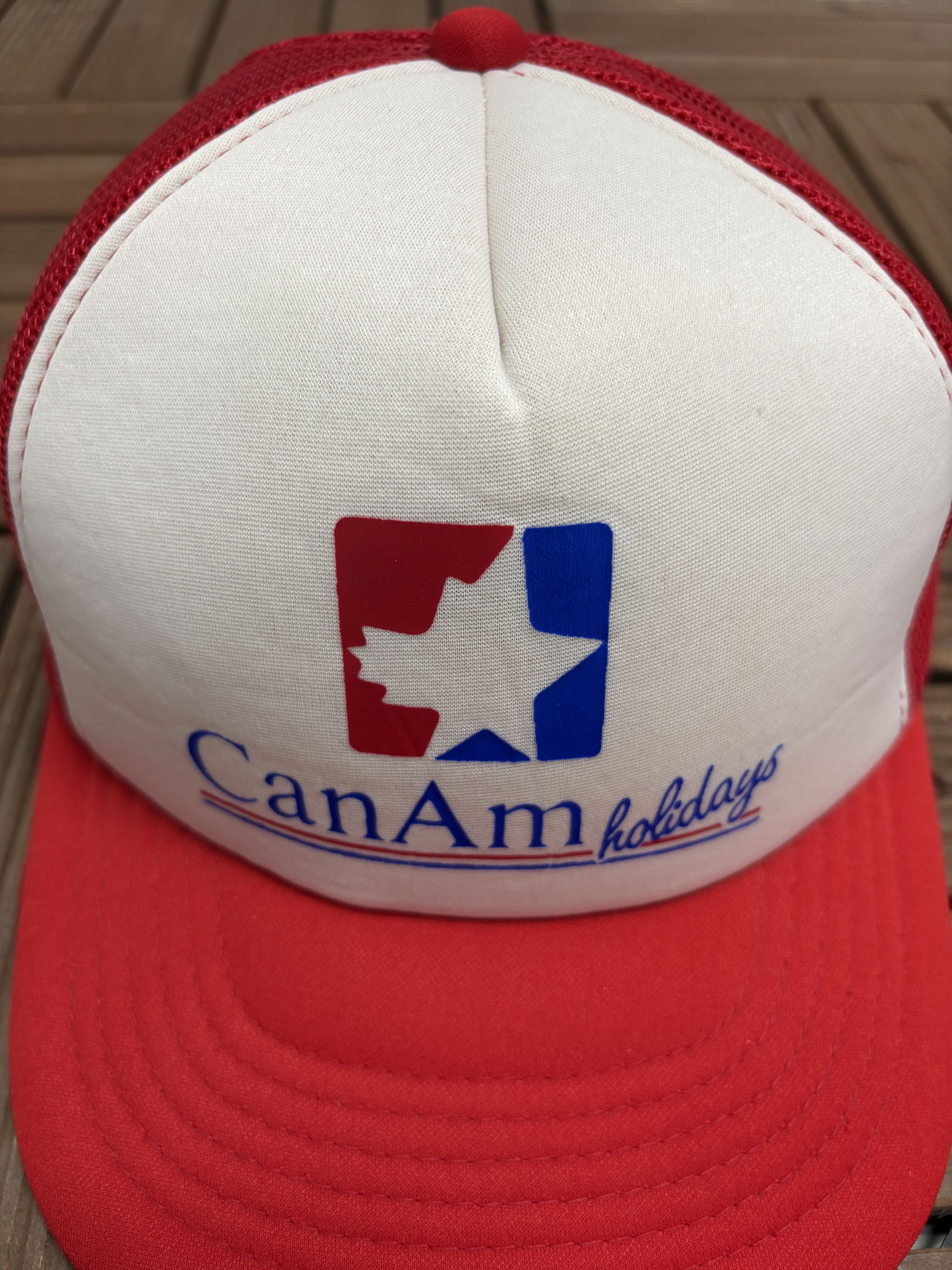 Vintage Can-Am Holidays Vintage White Trucker Snap Back Hat Size ONE SIZE - 3 Thumbnail