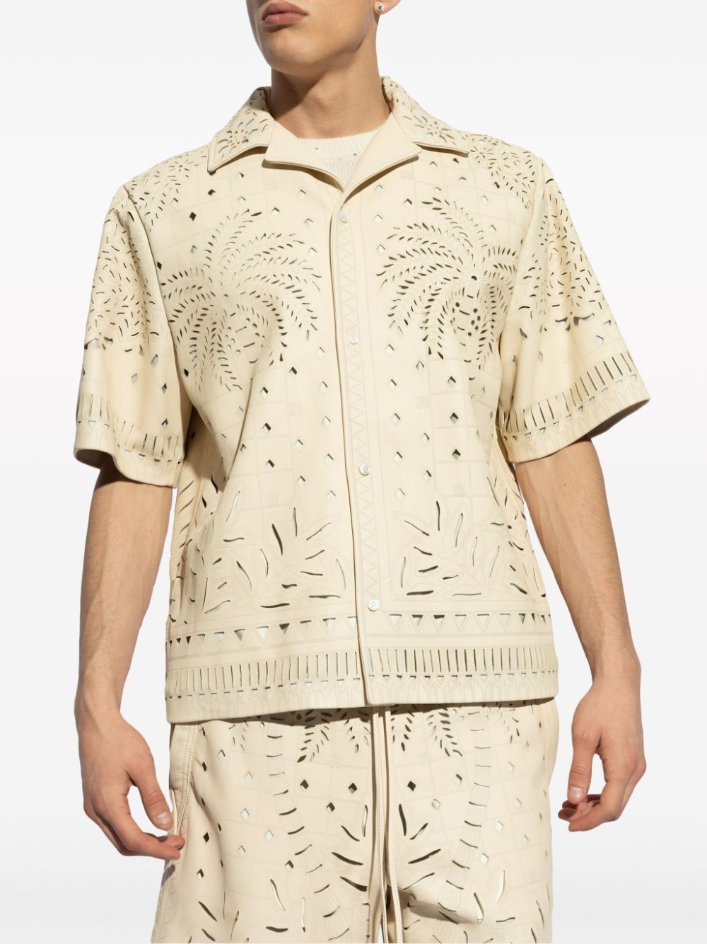 Amiri o1s1wg110525 Perforated Leather Shirt in Beige Size US S / EU 44-46 / 1 - 3 Thumbnail
