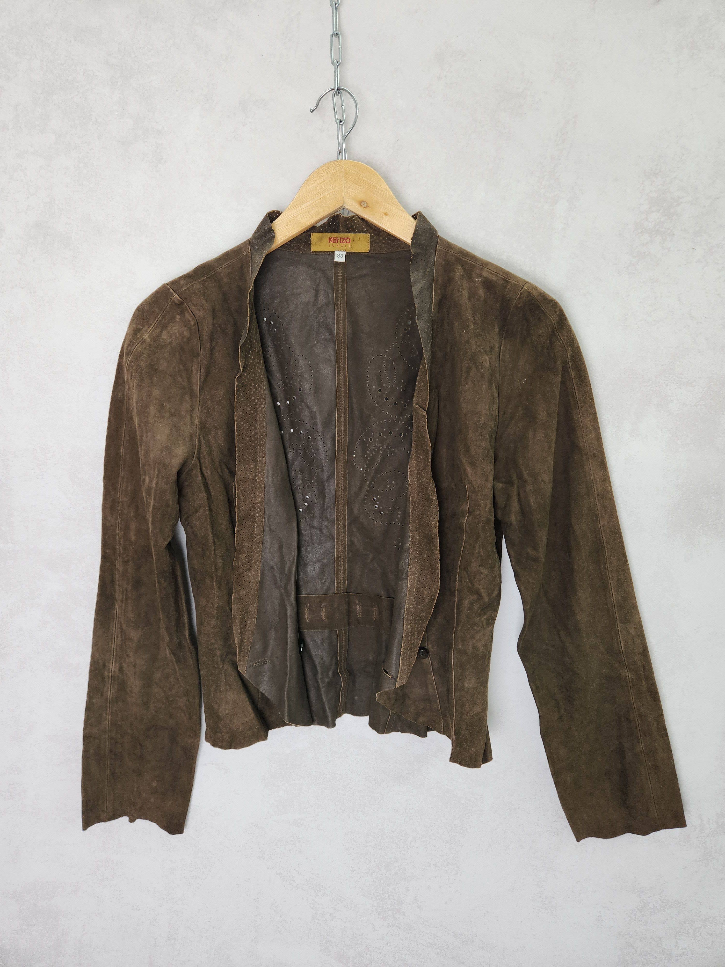 Kenzo Kenzo Jungle brown goat leather set skirt blazer vest Size M / US 6-8 / IT 42-44 - 2 Thumbnail