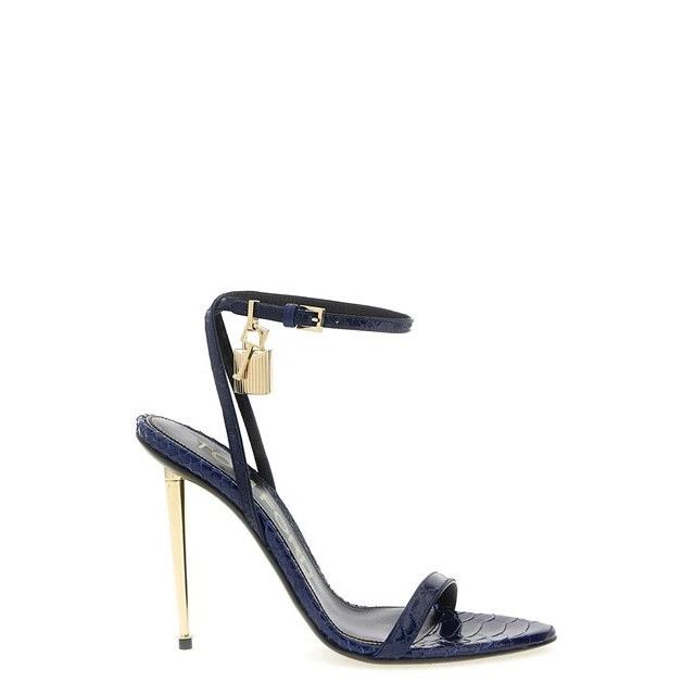 TOM FORD Padlock Blue Embossed Leather 110mm Sandals New & A