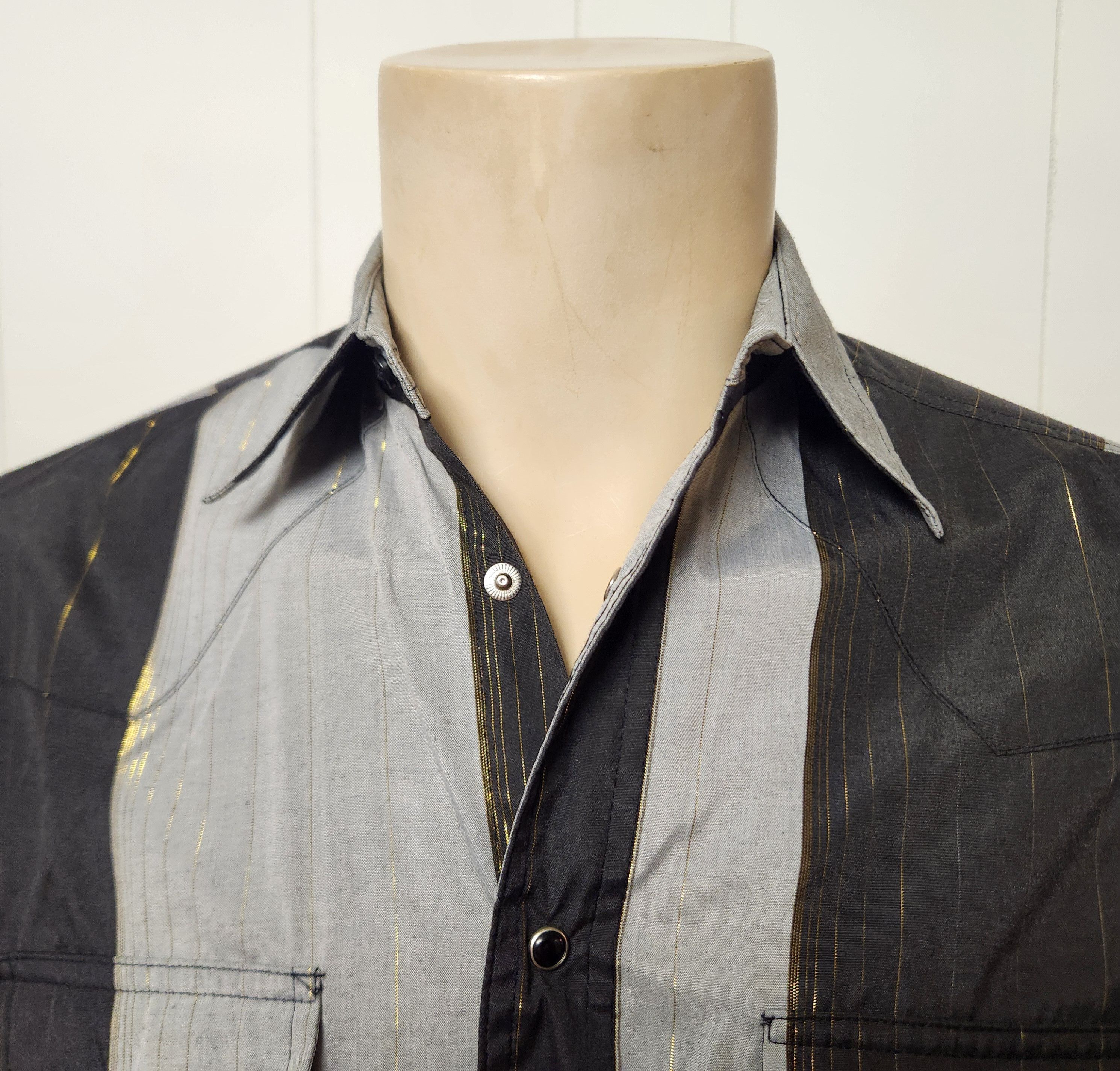 Wrangler men's Western shirt S Wrangler vintage 1980s stripe metallic Size US S / EU 44-46 / 1 - 4 Thumbnail