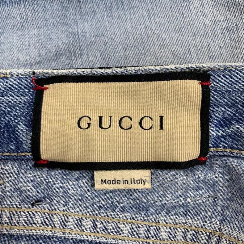Gucci Gucci Blue leather logo hole denim shorts Size 24" / US 00 / IT 34 - 6 Thumbnail