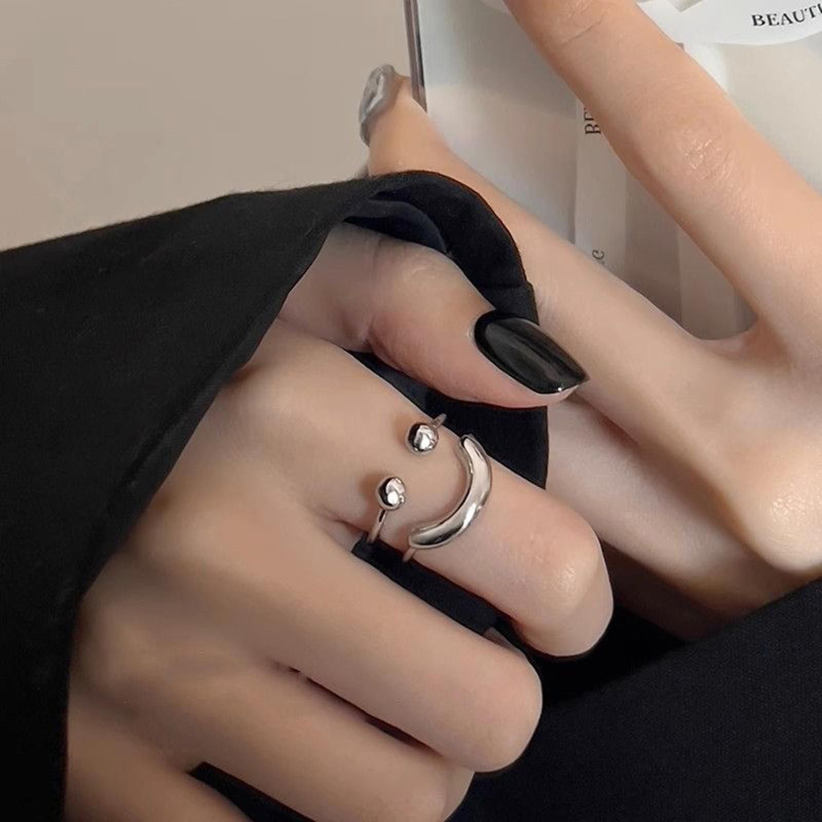 Jewelry Smiley Silver Ring Size ONE SIZE - 1 Thumbnail