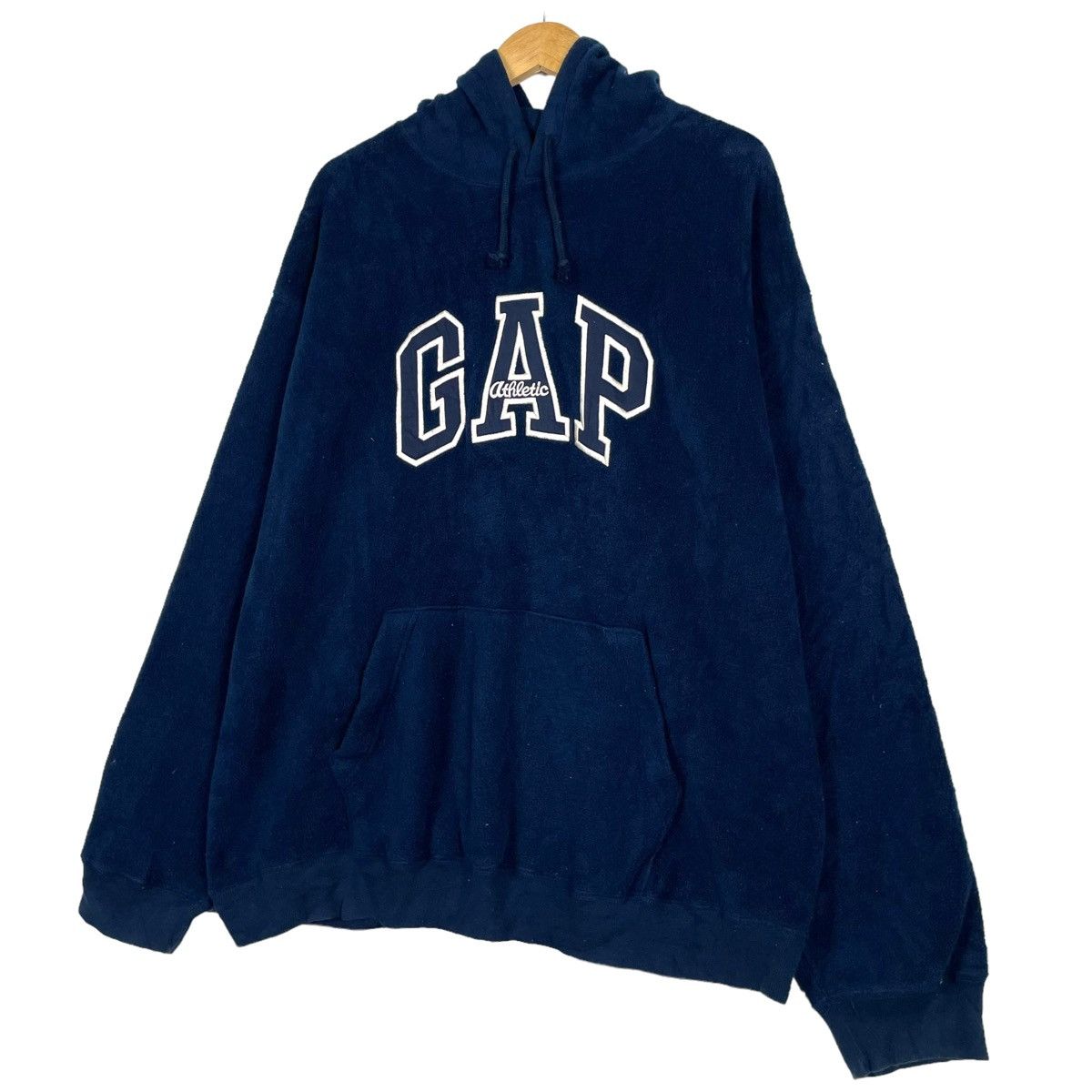Gap × Vintage 💥90s GAP ATHLETIC FLEECE SWEATER PULLOVER HOODIE Size US XL / EU 56 / 4 - 2 Thumbnail