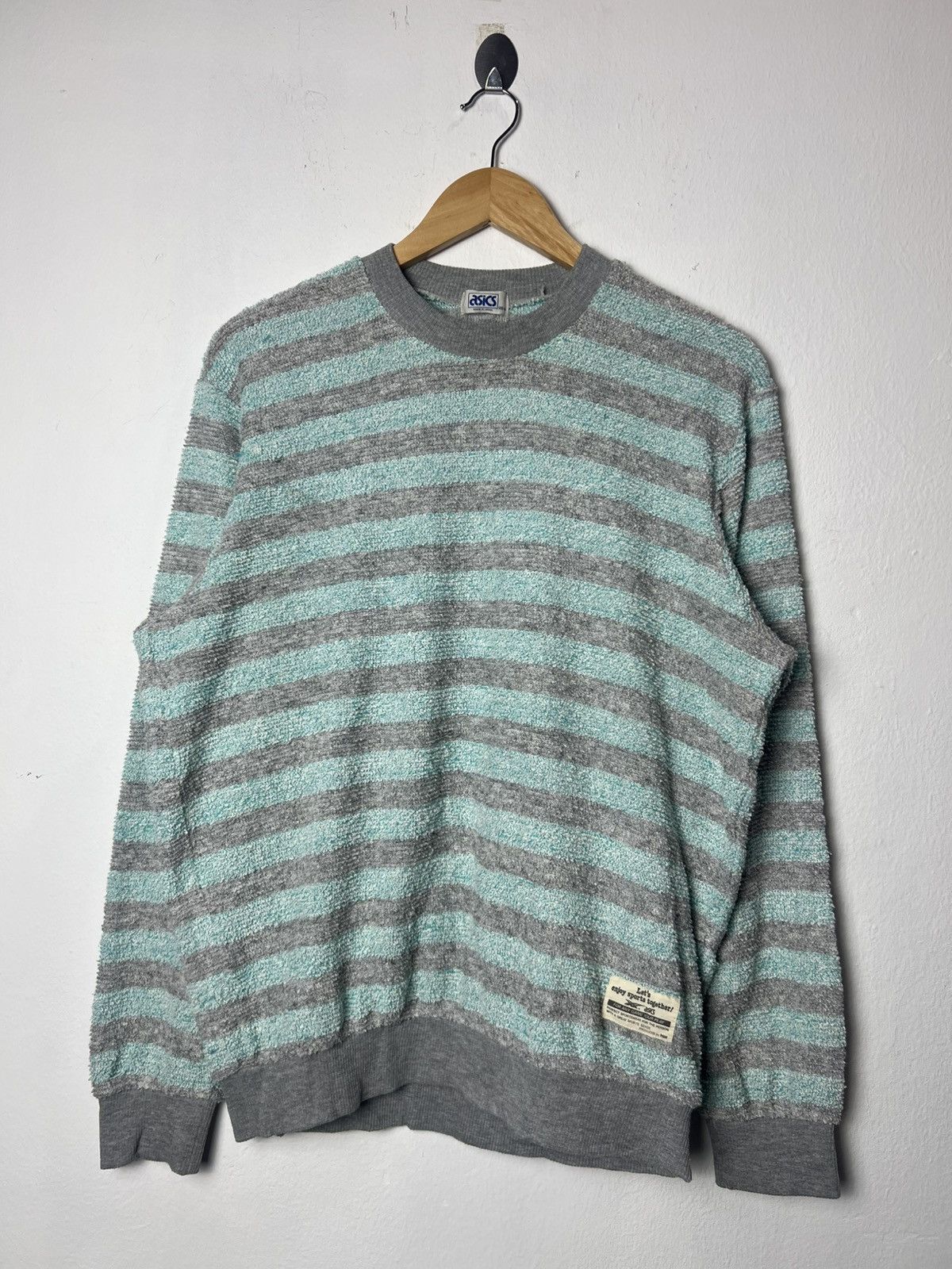Japanese Brand Vintage Asics Crewneck Striped Japan Made Sweatshirt Size US L / EU 52-54 / 3 - 1 Thumbnail