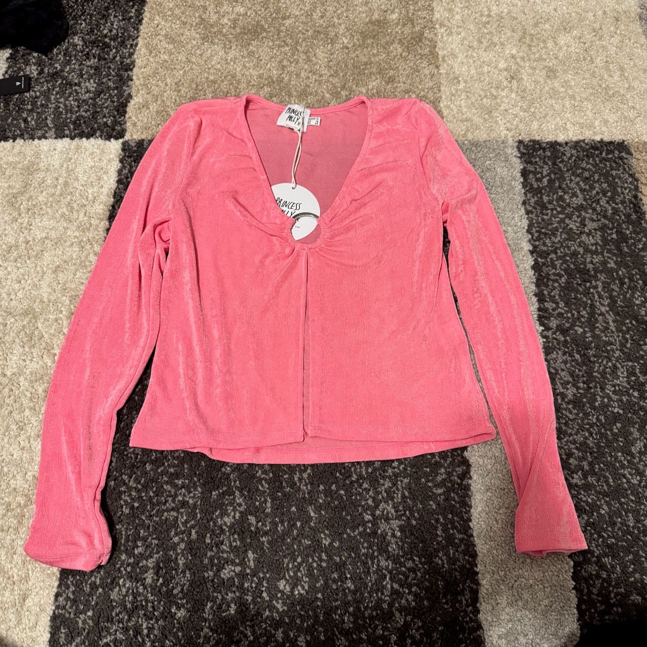 PRINCESS POLLY NWT Princess Polly Long Sleeve Pink Open Front Top Size L / US 10 / IT 46 - 3 Thumbnail