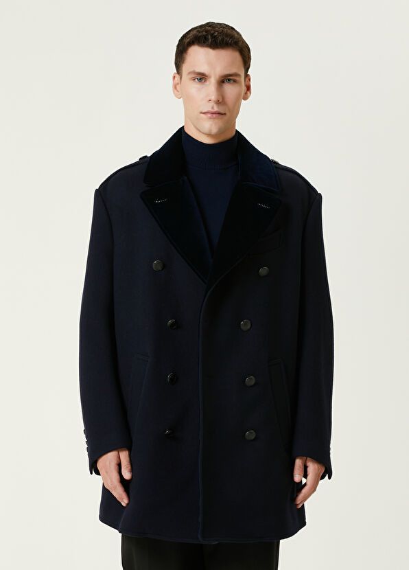Tom Ford o1w1db10225 OPR003 Double-breasted Wool Coat in Navy Blue Size US XXL / EU 58 / 5 - 1 Thumbnail